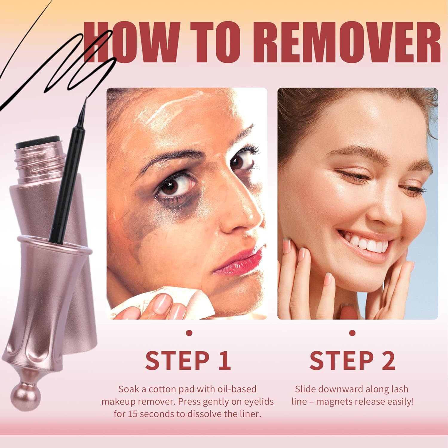 Magnetic Eyelashes with Eyeliner Natural Look Magnetic Lashes with Applicator No Glue Needed Cat Eye Lash Wispy Magnet Lash 5 Pairs with Magnet Eyeliner - Image 7