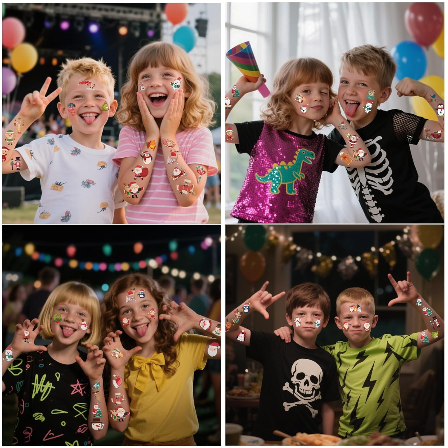 Christmas Temporary Tattoos for Kids - 20 Sheets Unique Non Repetitive Designs Christmas Stocking Stuffers for Boys and Girls,Xmas Decorations Supplies Christmas Party Favor for Kids 120+ - Image 4