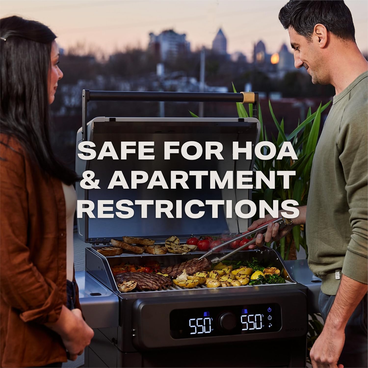 Current Model G Dual Zone Grill, Smart Electric Outdoor Grill with 200°F to 700°F Range for Searing & Roasting, Digital Precision, Independent Heat Zones, Apartment-Friendly & Weather-Resistant - Image 3