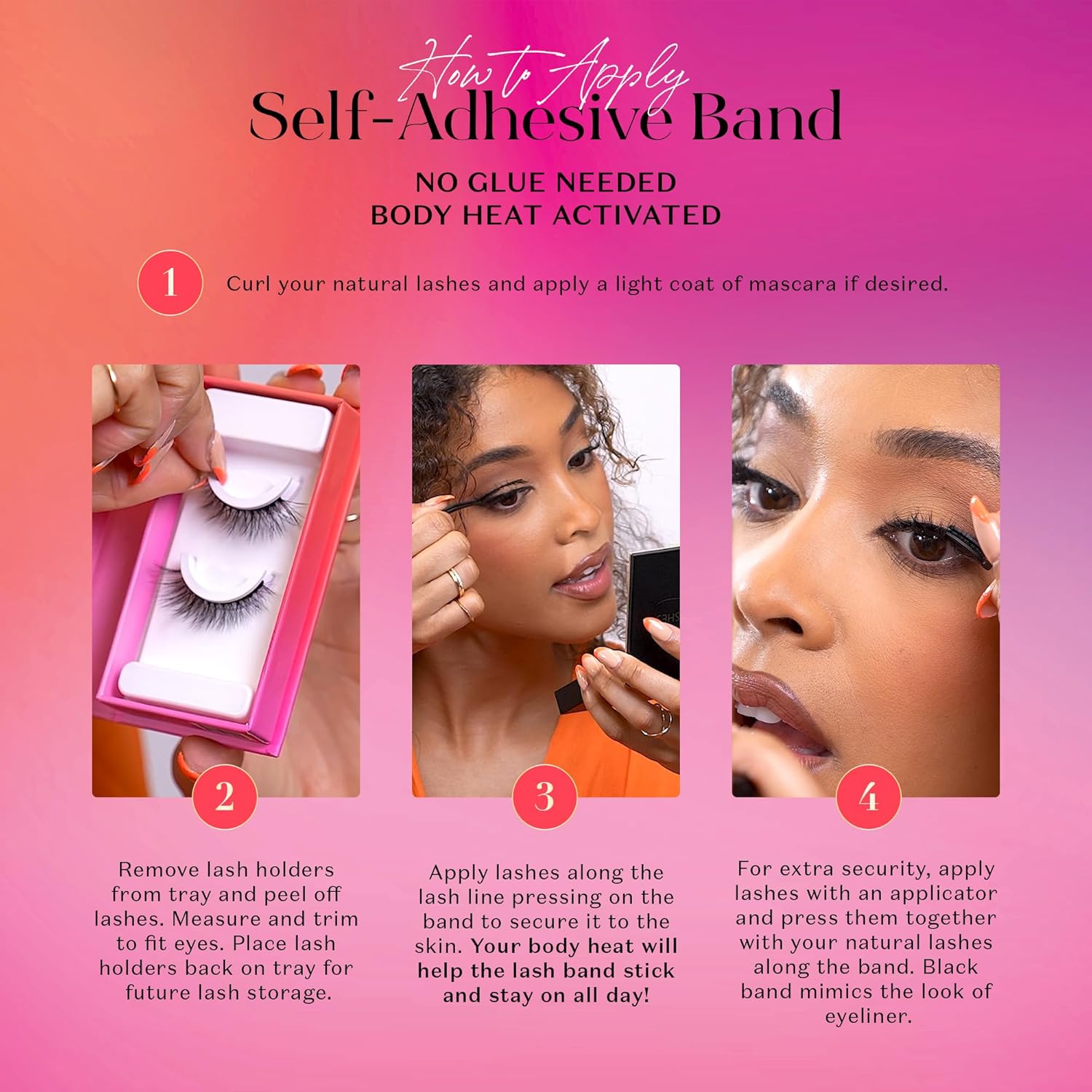 Lilly Lashes 3D Self Adhesive Eyelashes, No Lash Glue Needed, Body Heat Activated Press on Lashes, Reusable Self Adhesive Eyelashes Up to 5x, Easy to Apply & Remove (TrendSetter) - Image 4