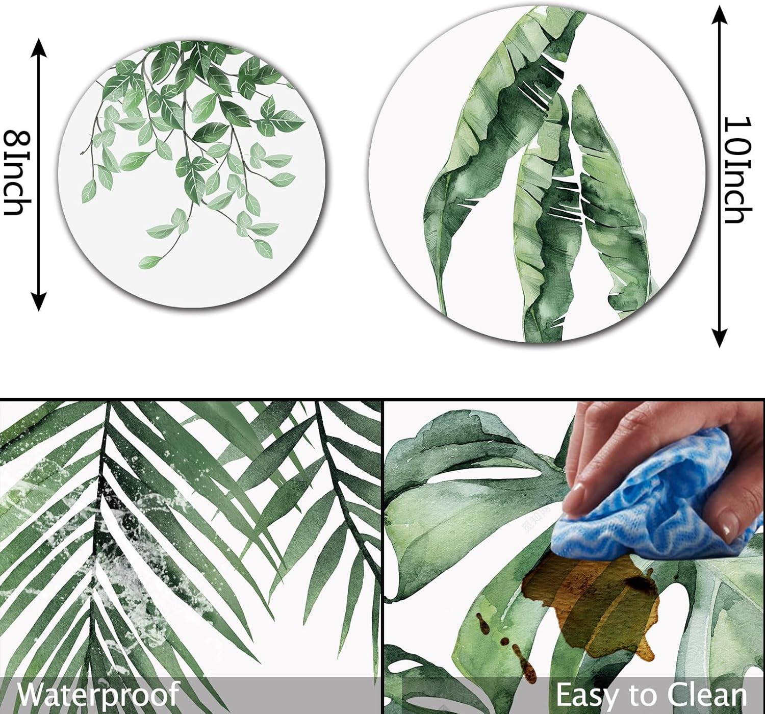 Electric Stove Burner Covers, Various Green Leaves Set of 4 Round Stove Burner Covers, 8 Inches and 10 Inches, Gas Stove Burner Covers, Metal Stove Burner Cover, Modern Cooktop Decorative - Image 2