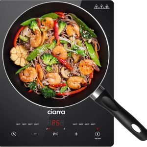 CDV 1800W Portable Induction Cooktop, Ultra Slim Single Electric Countertop Burner with Sensor Touch and Digital timer ETL Approved.