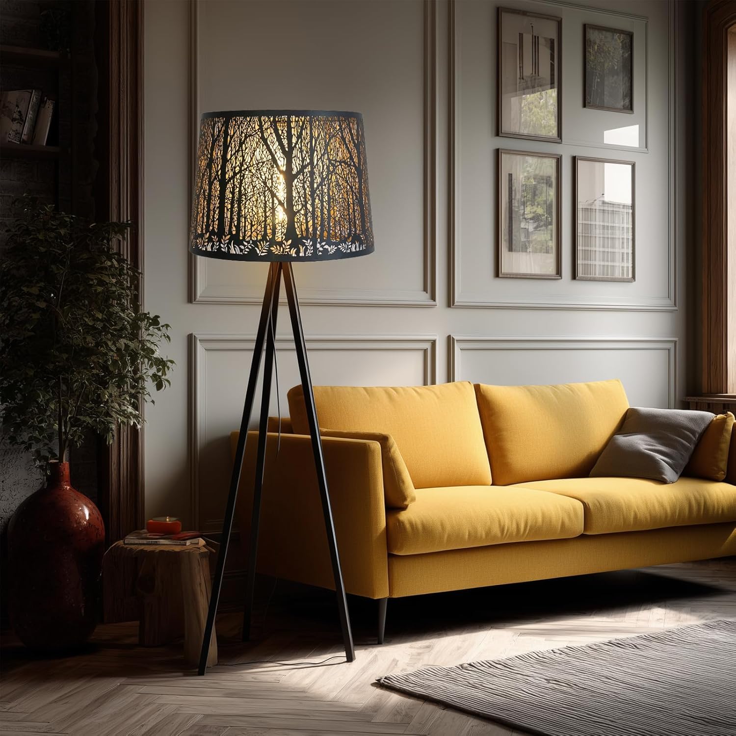 Metal Lush Jungle Lampshade Design 12" Top X 14" Bottom X 10" High Black Golden Large Lamp shade for Table Lamps Floor Lamps Replacement, Spider - Image 6