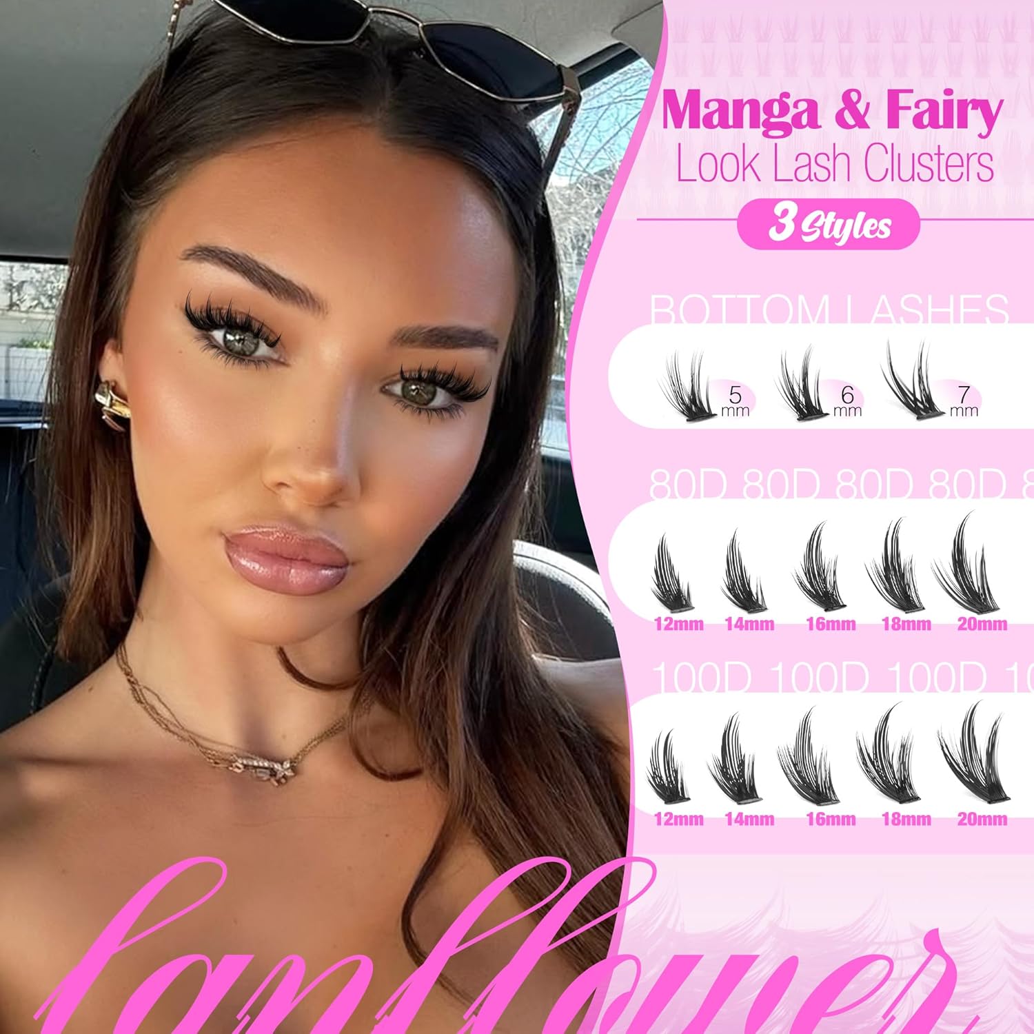 Spiky Lash Clusters Manga Eyelash Clusters D Curve Cluster Eyelash Extensions Wispy Cluster Lashes with Bottom Lashes 12-20mm Fairy Individual Lashes by Lanflower - Image 4