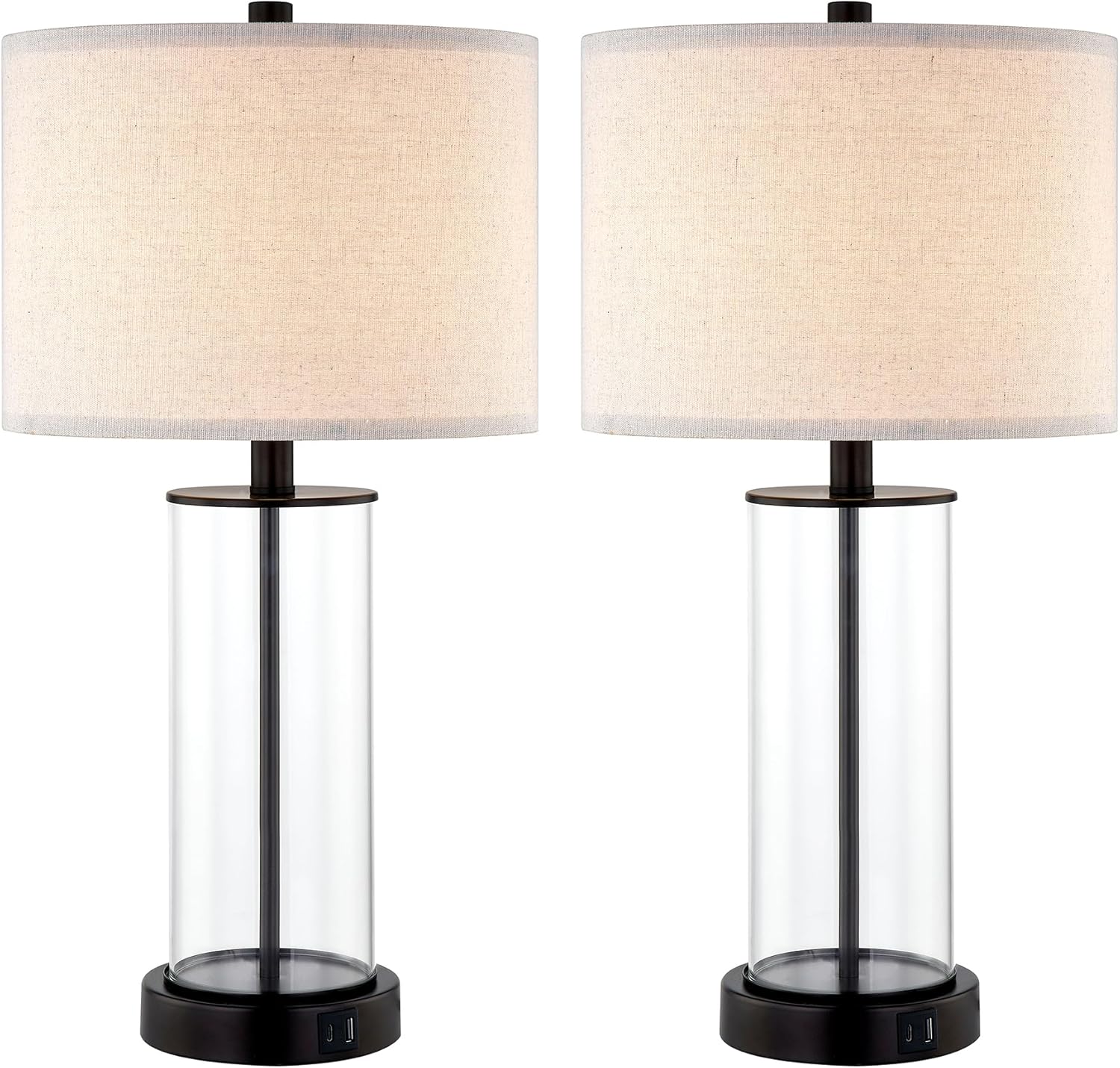 Kyrid 23.5'' Glass Table Lamp Set of 2 for Living Room with USB Ports and AC Outlets(Bulbs Included) - Image 5