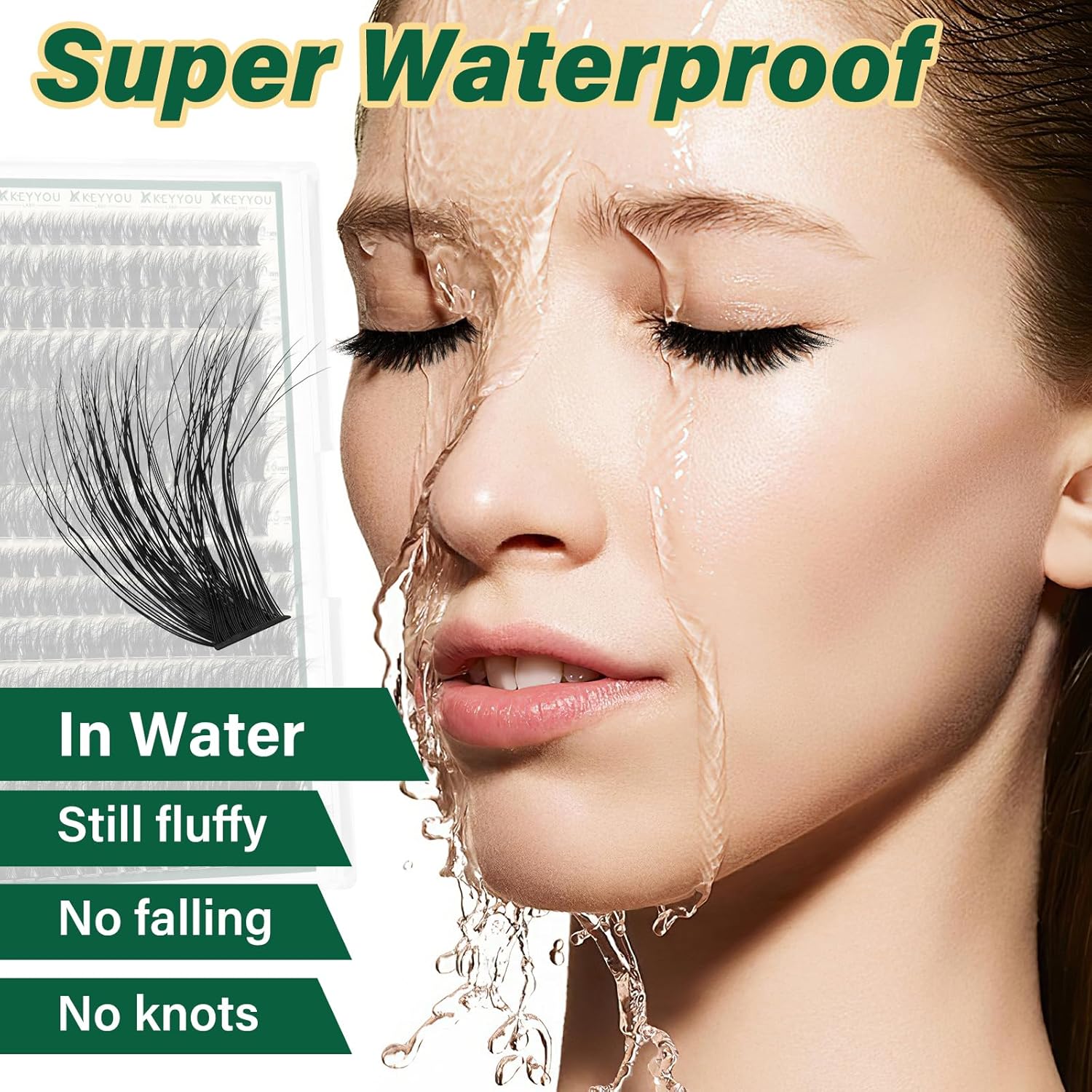 KEYYOU lash Clusters Kit 3D Effect Eyelash Clusters Kit 280pcs 80D100D 8-16MIX D Curl Individual Lashes Kit Wispy Lashes Volume Cluster Lashes Kit Natural Soft (3D Kit-80D100D-D-8-16MIX) - Image 7