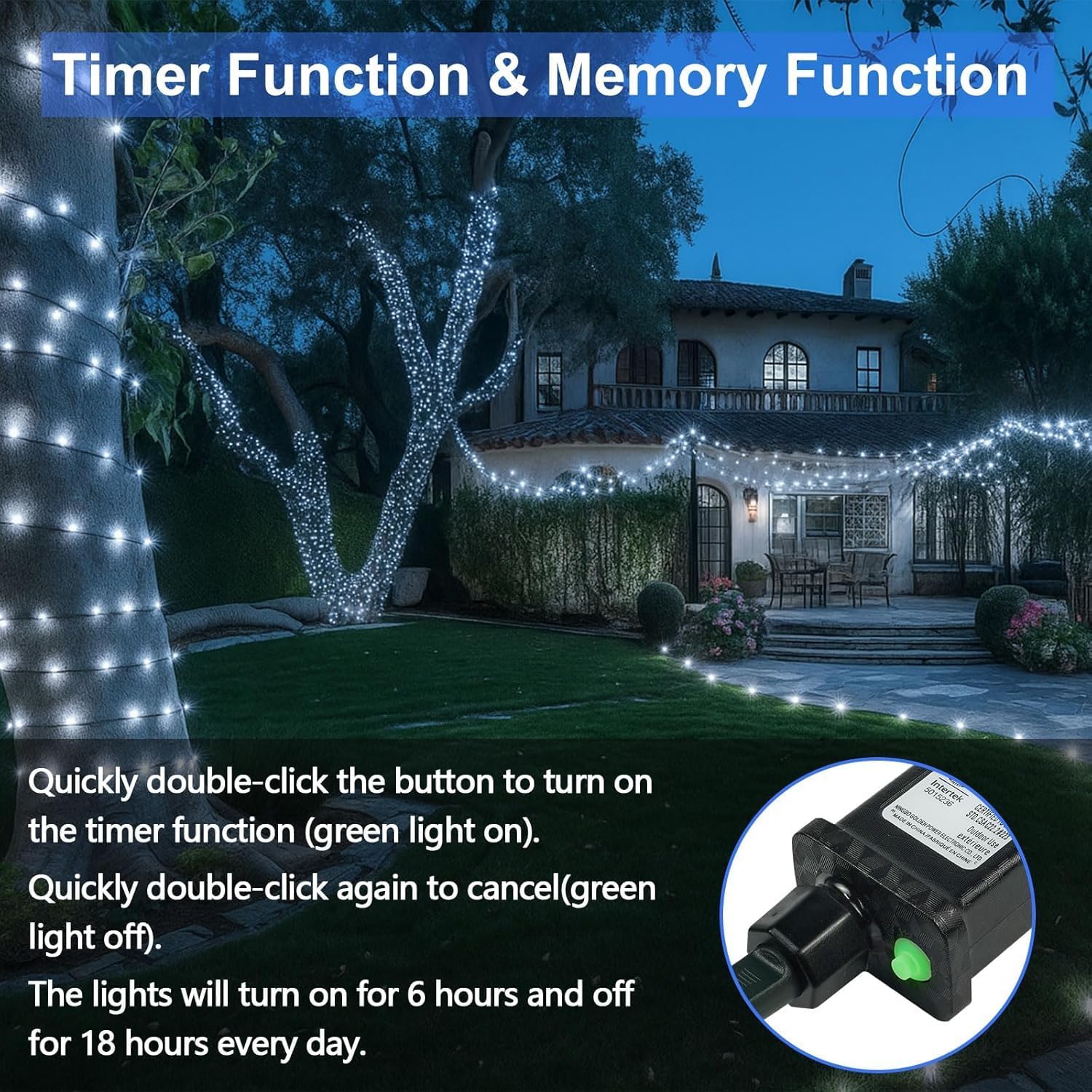 Connectable 200 LED String Lights Indoor Outdoor, 66FT Cool White Christmas Lights Waterproof, 13 Modes with Timer, Twinkle Fairy Lights Plug in Clear Wire for Christmas Tree, Bedroom, Classroom Decor - Image 6