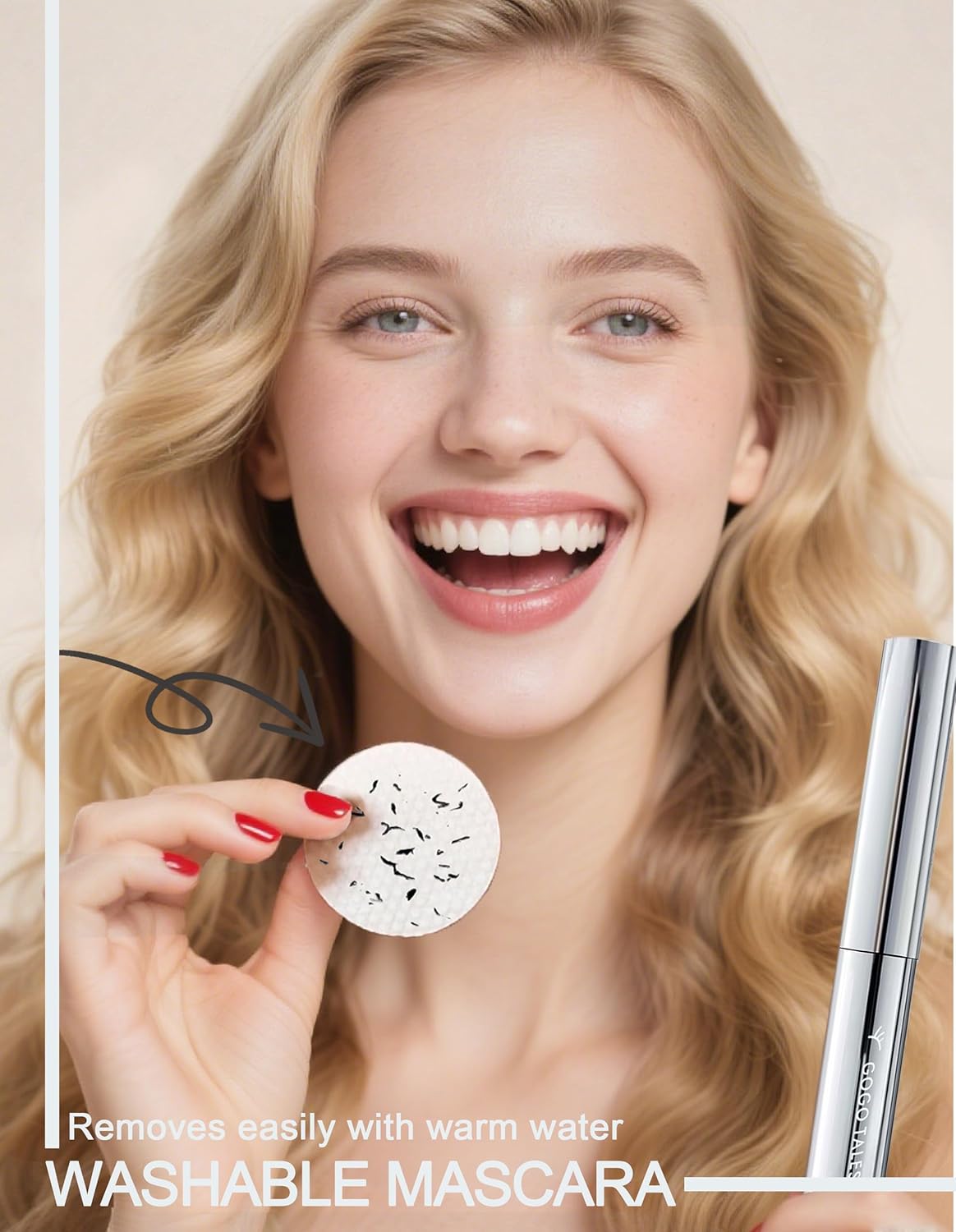 Black Washable Metal Mascara Wand, Waterproof Iron Wand Mascara Washable, Natural Length Slim Volume Buildable Formula, Separated Lashes, Long Lasting Smudge-Proof No Flaking Tint - Image 6