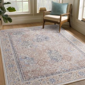 Ashler Boho Rug, 5x7 Area Rugs, Vintage Rugs, Large Area Rugs for Living Room, Bedroom, Kitchen, Dinner, Beige/Natural/Light Coffee Home Decor, Non-Slip & Machine Washable Rugs, Rectangular