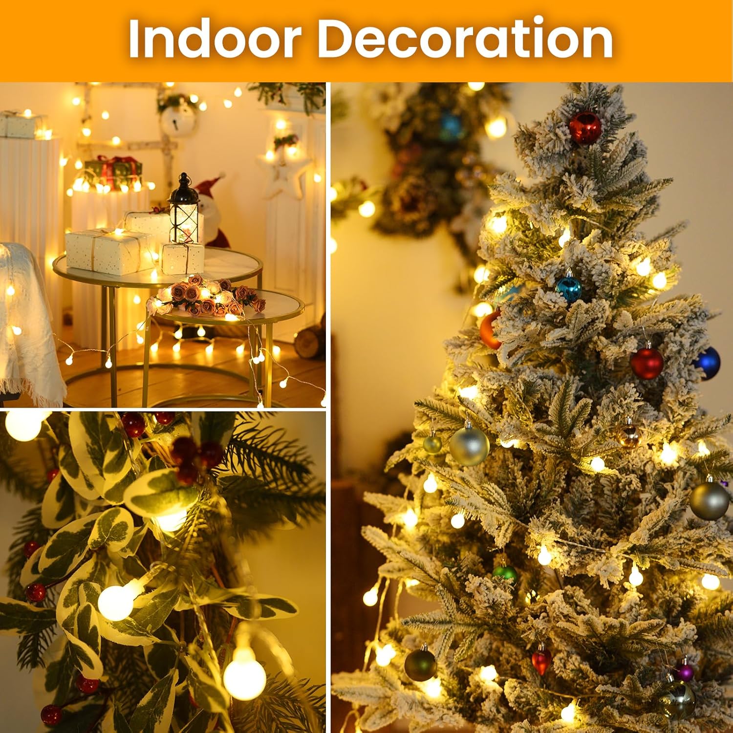 Dailyart Globe String Lights, 100Led 59FT Waterproof Fairy Lights Plug in 8 Modes with Remote Control, Brightness Adjustable &Timing String Lights Indoor Outdoor, Fairy Lights for Bedroom, Warm White - Image 4