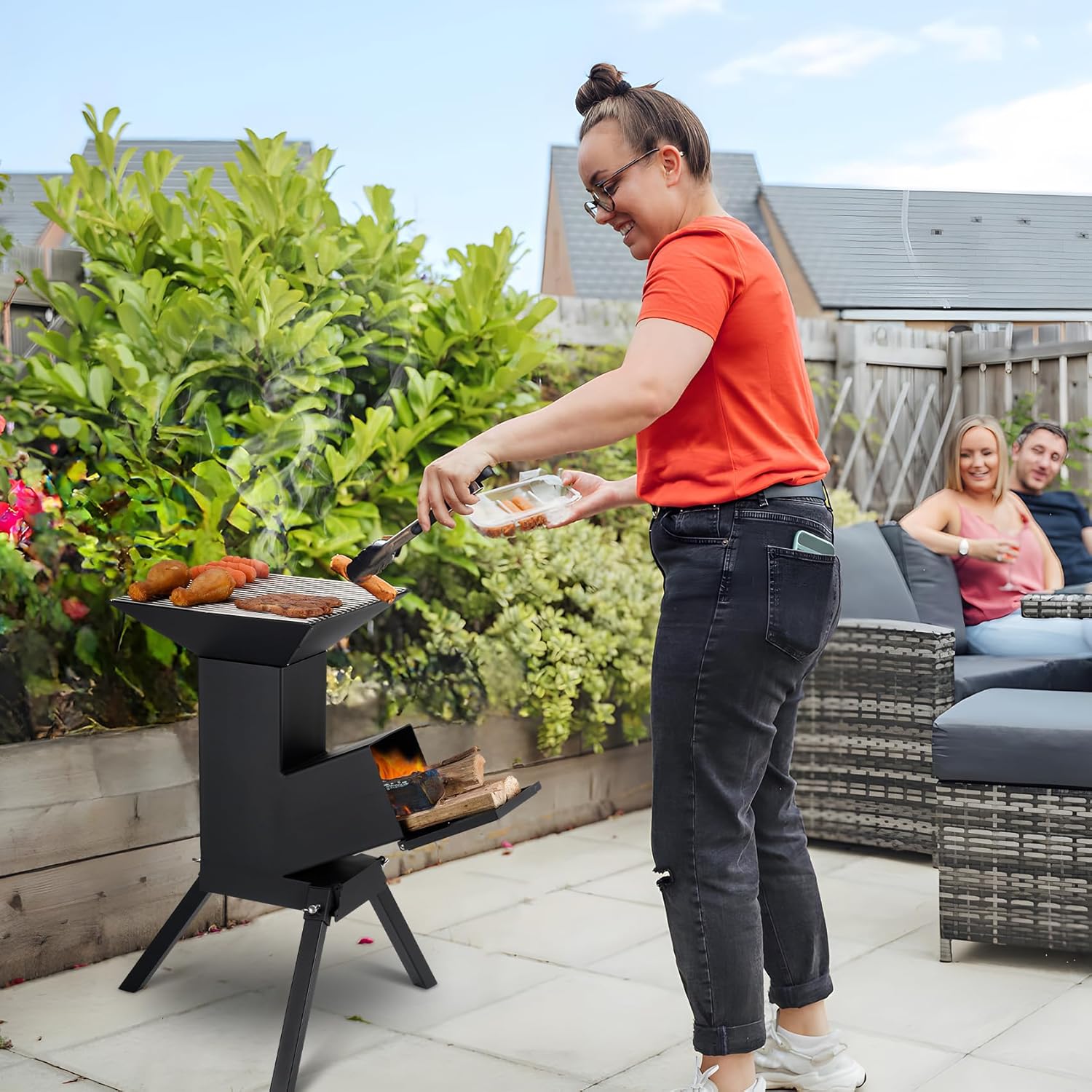 Stanbroil 3 in 1 Rocket Stoves with Grill Rack, Griddle and Pot Cooking Stand, Heavy Duty Wood Burning Stoves for Cooking, Camping wood Stove Kit for Off-Grid Supply, Outdoor Grilling Event - Image 7