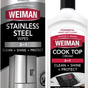 Weiman Heavy Duty Cooktop Polish & Stainless Steel Wipes - Powerful Appliance Kitchen Cleaning Kit - Packaging May Vary