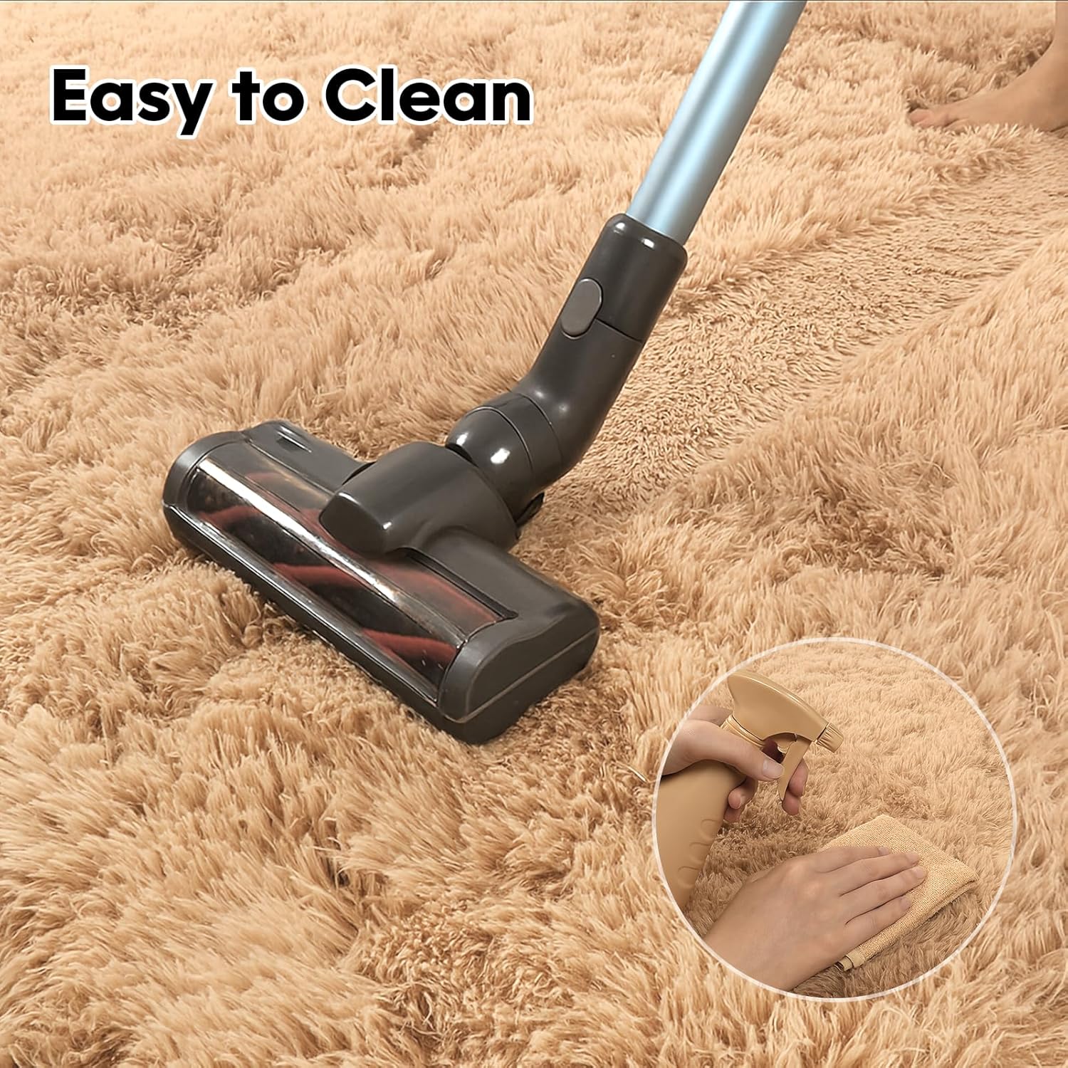 8x10 Area Rugs Living Room, Beige Large Plush Fluffy Bedroom Carpet, Non-Slip Upgraded Indoor Thick Soft Rug, Modern Plush Carpet Suitable for Kids Home Decor Aesthetics Dorm. - Image 7