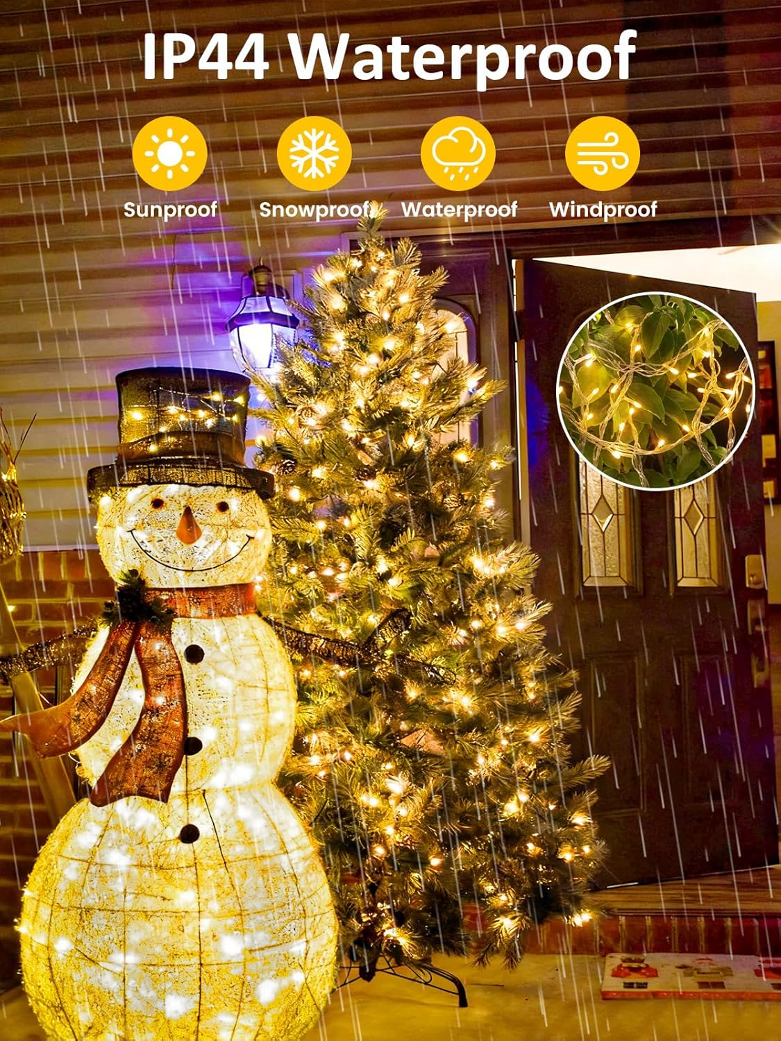 Smart Christmas Lights With Voice Control Indoor Outdoor, Clear Wire 66Ft 200 LED String Lights, Dimmable 12Modes Twinkle Fairy String Light Waterproof for Xmas Tree Wedding Party Bedroom (Warm White) - Image 5