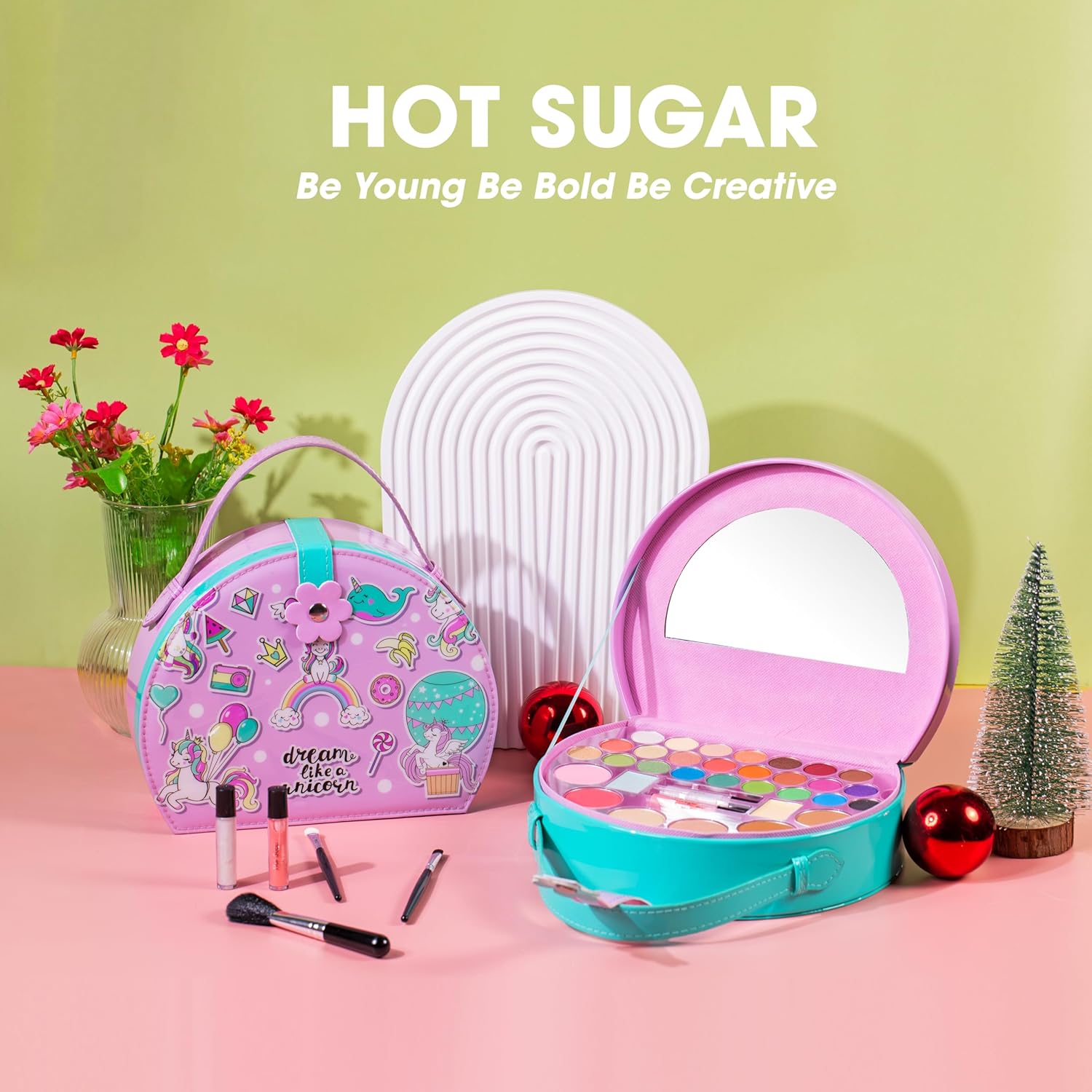 Hot Sugar Kids Makeup Kit, Girls Makeup Kit Age 4-6 7-8 10-12, Unicorn Gift for Girls Birthday Christmas (Pink) - Image 6