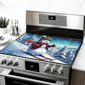 Christmas Stove Top Cover Mat (28"x20") | Anti-Slip Heat-Resistant Foldable Glass Protector & Multi-Scenario Dish Drying Mat