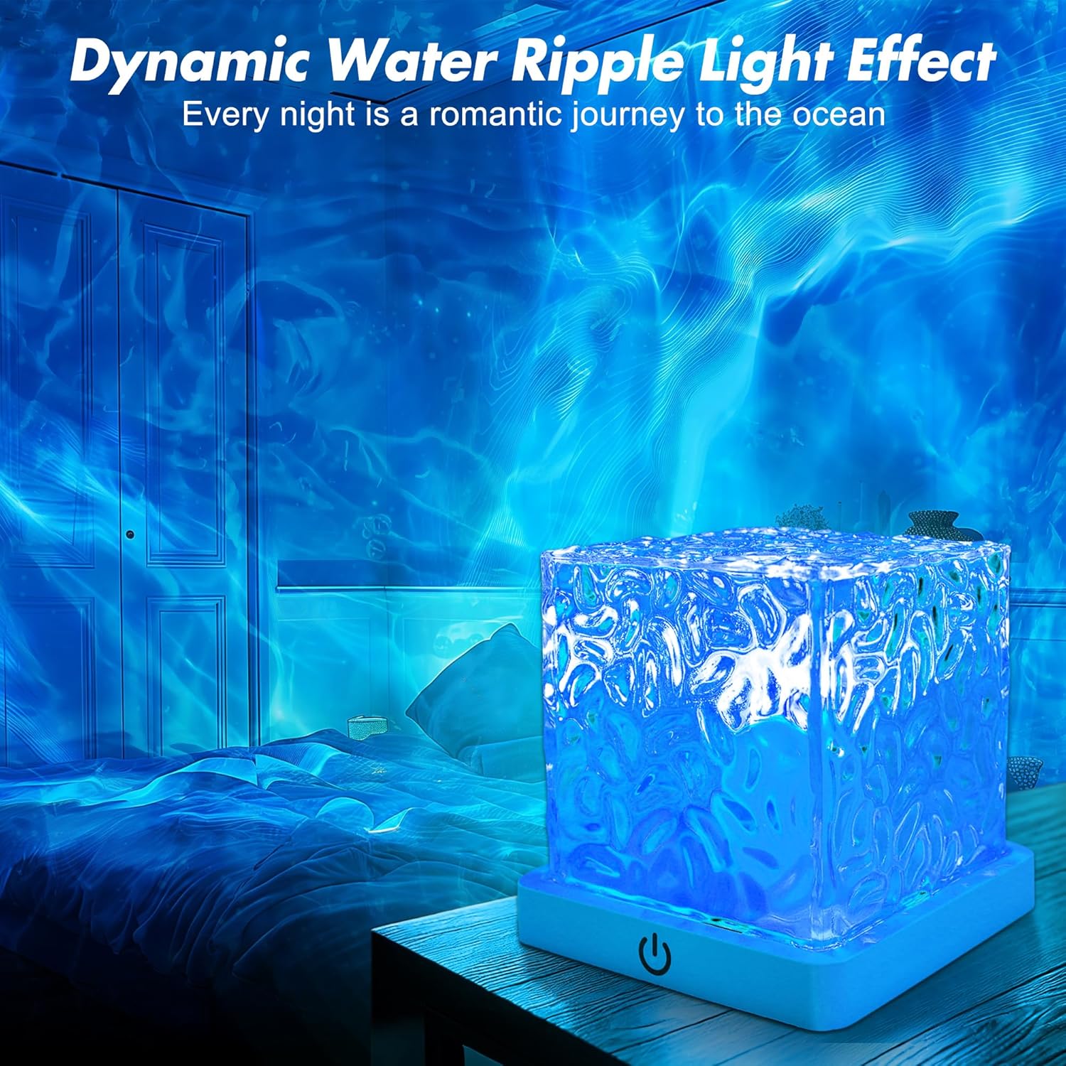Rechargeable Shower Light No Wiring, 16 Color Changeable Ocean Wave Projector Light, Dimmable Waterproof Shower Lamp with Remote, Rotating Flame Water Ripple Lamp for Shower, Bathroom, Bedroom Decor - Image 5