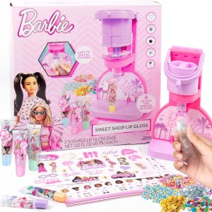 Horizon Group USA Barbie Sweet Shop Lip Gloss Making Kit, Makes 12 Barbie Accessories, Barbie Lip Glosses & Keychains, Arts and Crafts kit for Kids Ages 6+, Gifts for 6 Year Old Girl