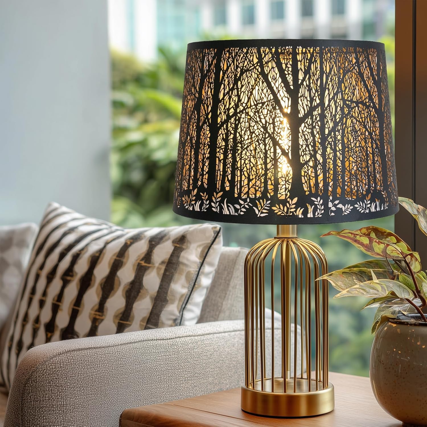 Metal Lush Jungle Lampshade Design 12" Top X 14" Bottom X 10" High Black Golden Large Lamp shade for Table Lamps Floor Lamps Replacement, Spider - Image 7