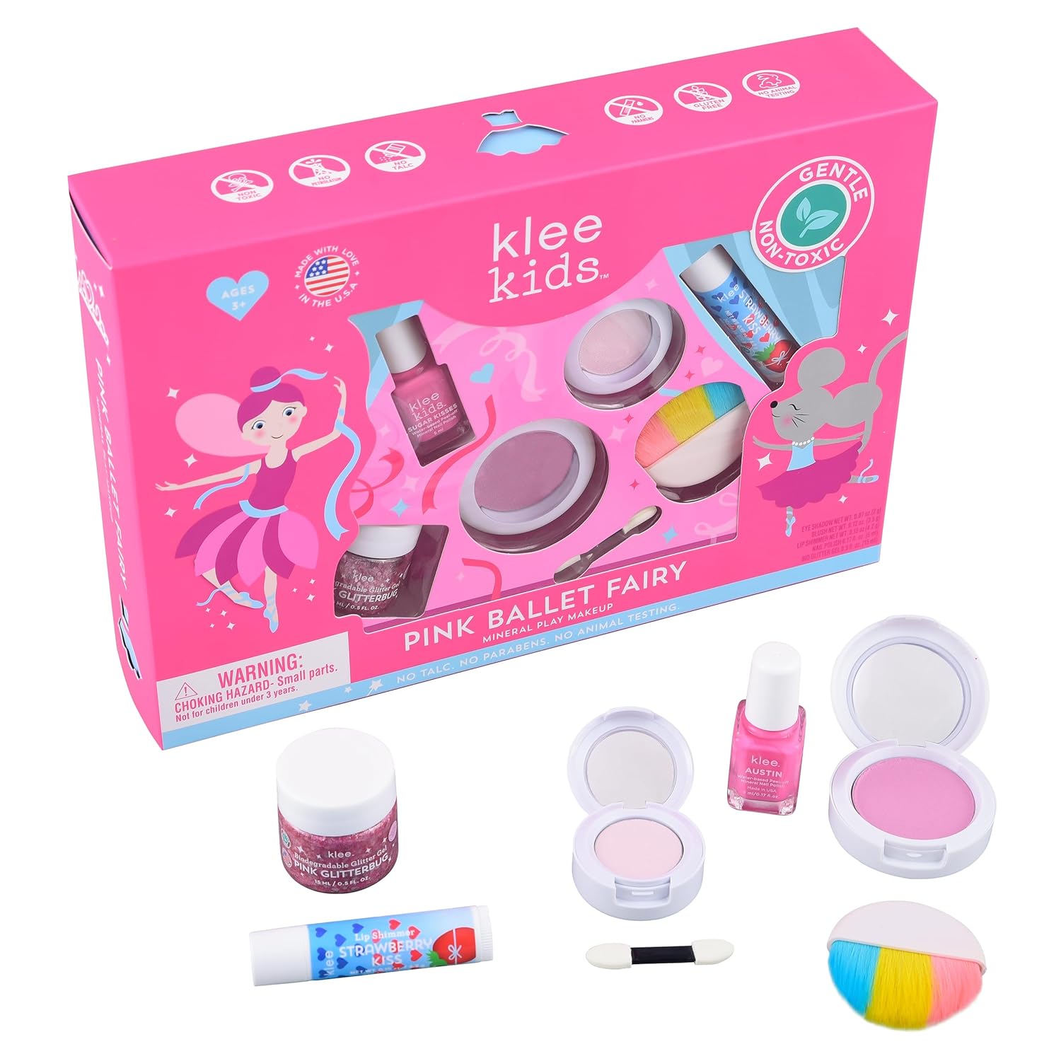 Luna Star Naturals Klee Kids Deluxe Play Makeup Kit. Gentle and Non-Toxic. Made in USA. (Pink Ballet Fairy) - Image 2