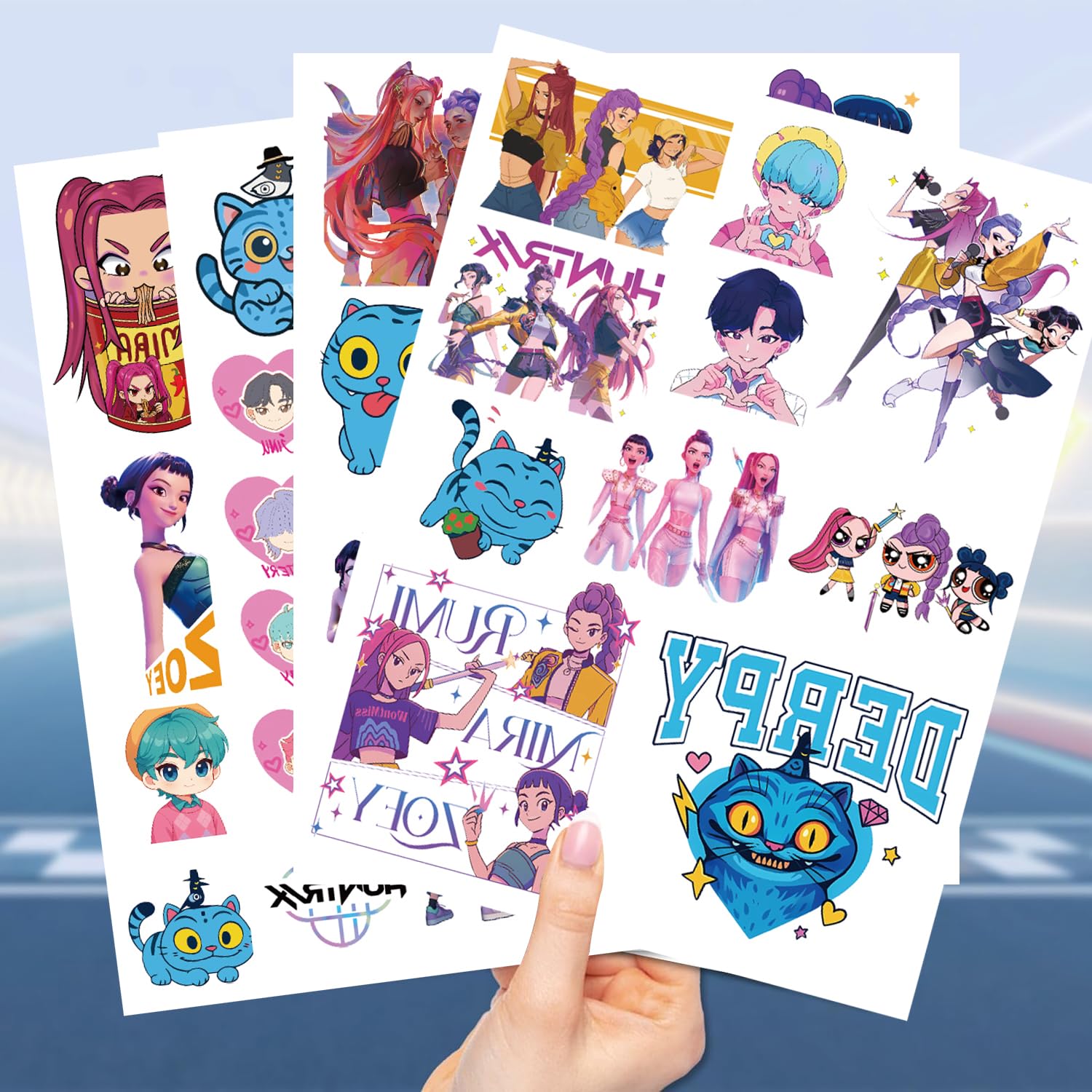 99 PCS Demon Movie Hunters Temporary Tattoos for Kids| 9 Sheets - Image 4