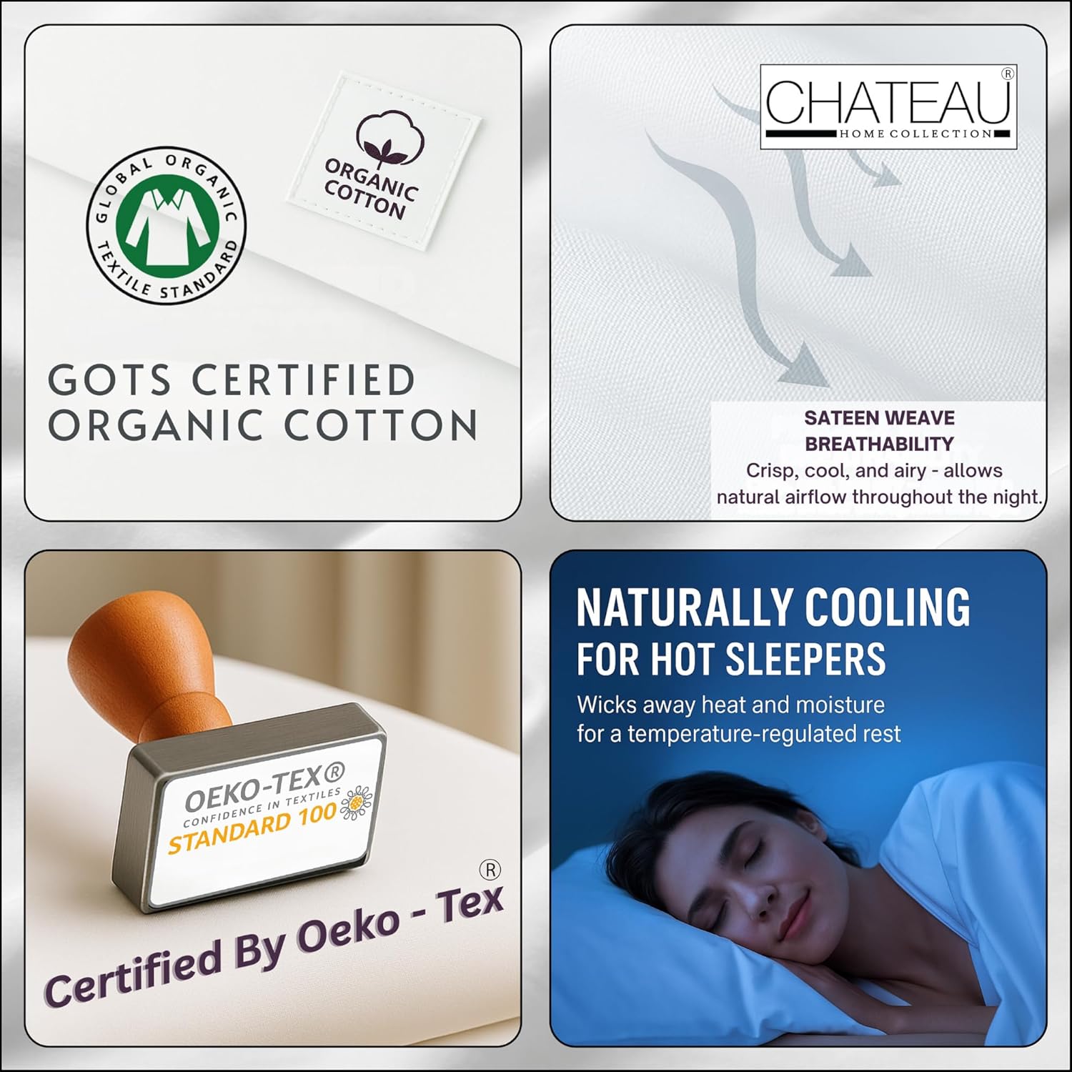 100% Organic Cotton King Size Sheets Set - Luxury Sateen Weave 300 TC 4 Piece Deep Pocket King Sheets Fits Upto 17", GOTS Certified Naturally Cool Soft Breathable & Comfy Sheet & Pillowcase Sets,- Tan - Image 4