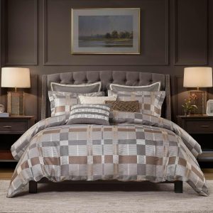 CHARMMA 9 PCS King Jacquard Oversized Duvet Style Comforter Set Taupe, Taupe, 96.00x110.00x1.50in