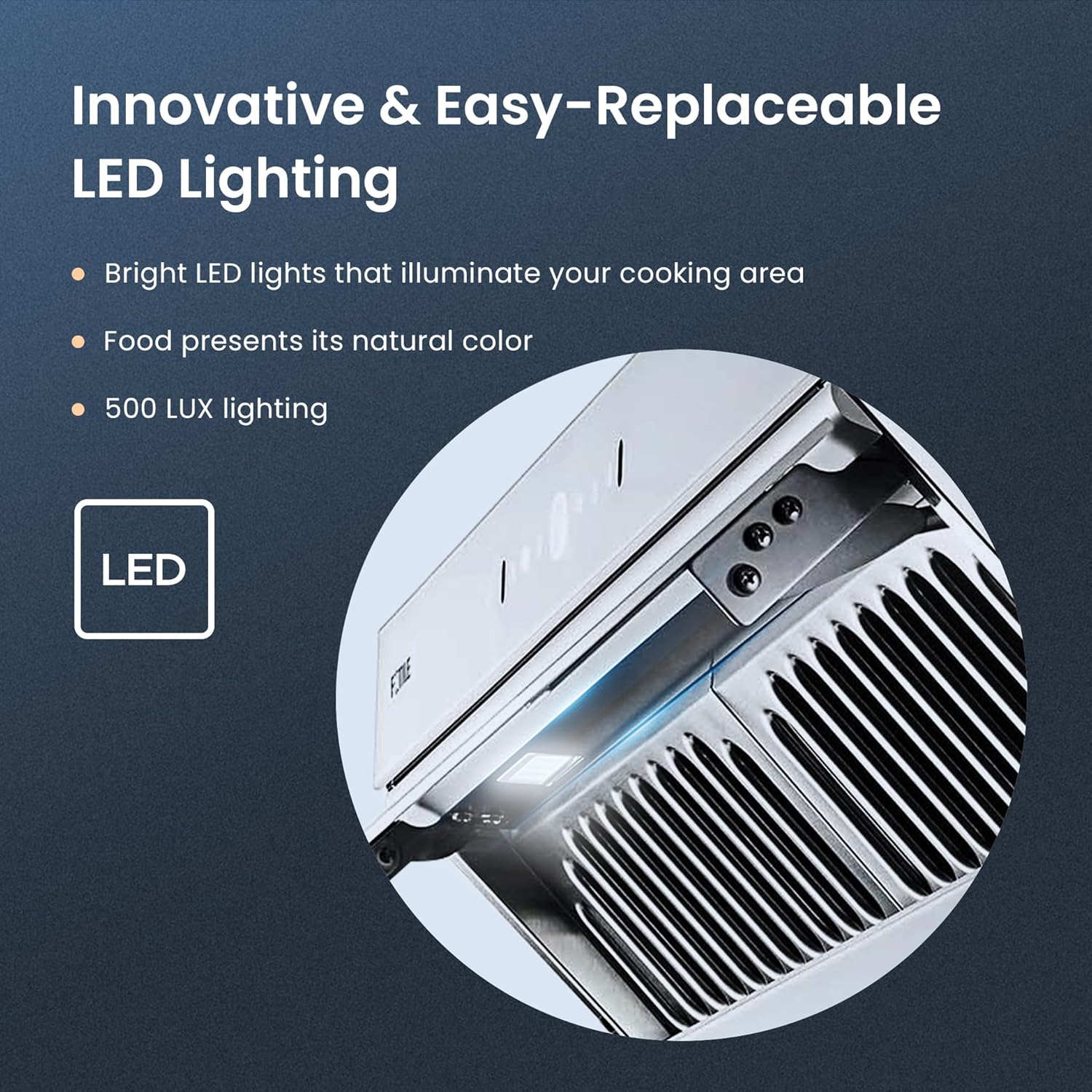 FOTILE JQG7505-W 30" Under-Cabinet or Wall-Mount Range Hood | Dual DC-Motor | Slant Vent Series | Motion Activate| Touchscreen with 4 Speed Level | Modern Kitchen Pure White Schott Glass - Image 7