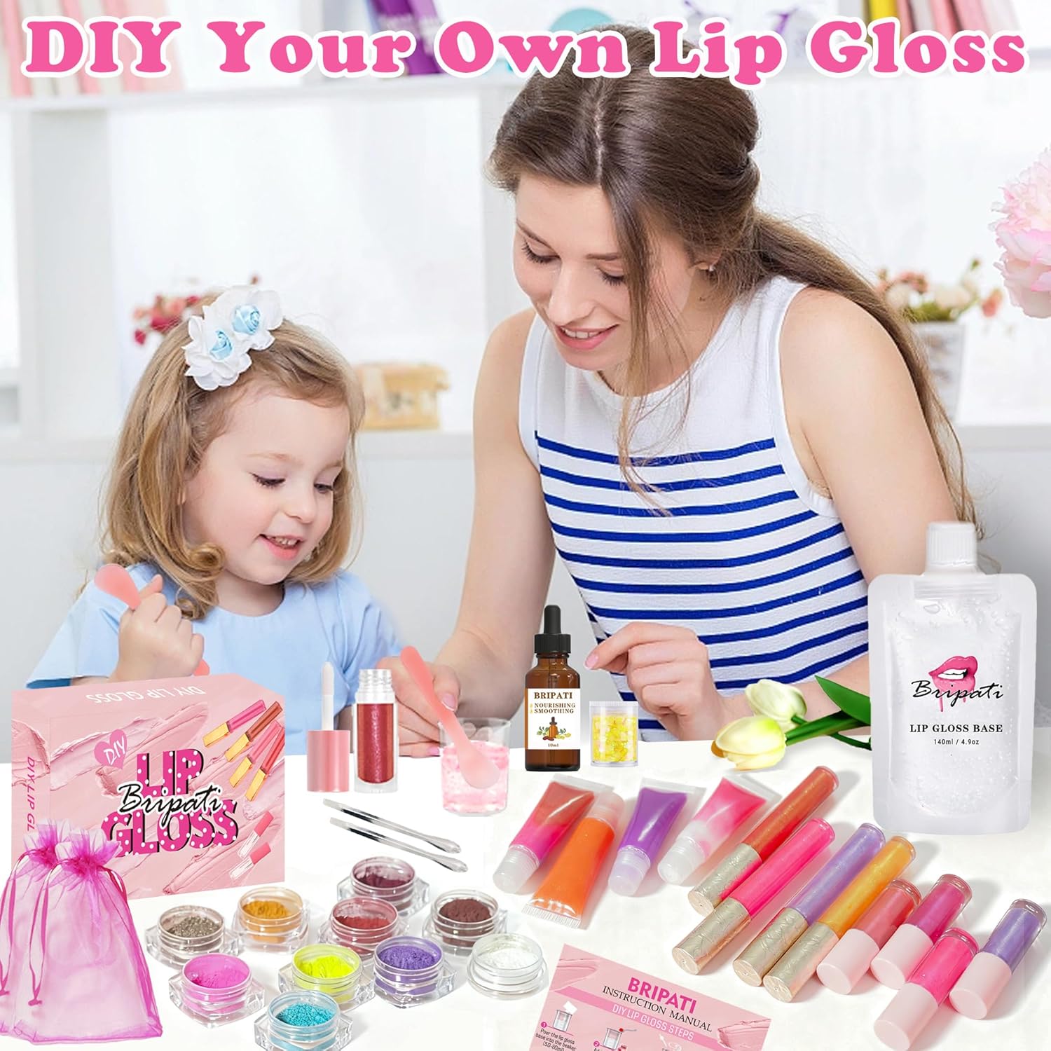 BRIPATI DIY Lip Gloss Making Kit, DIY Lip Glosses Set to Make Your Own Lip Stick, Fun Craft Makeup Lipglosses, All-Inclusive Moisturizing Handmade Lip Glaze Supplies Set for Beginner Women Girls - Image 5
