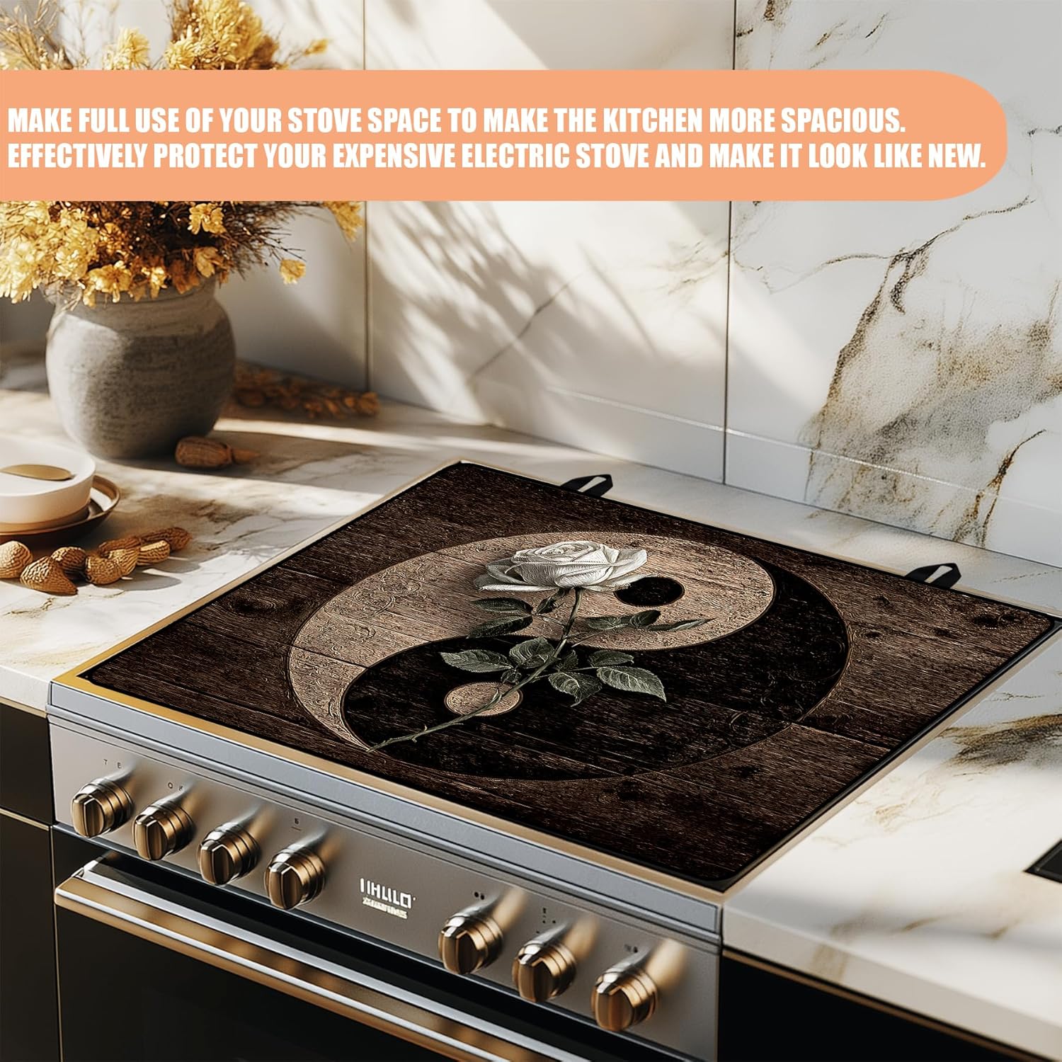 Anti-Slip Electric Stove Top Cover, 28"x20" Foldable Heat-Resistant Glass Stove Top Cover Protector, Multi-Scenario Use Dish Drying Mat, Tai Chi - Image 5