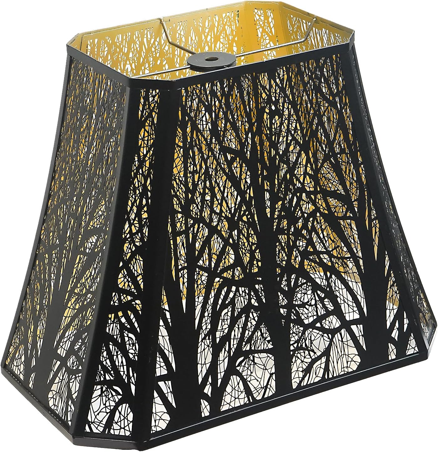 Etched Forest Metal Lampshade Rectangle Lamp Shade Fitter Floor Lamp Shade, ALUCSET Large Metal Lampshade for Living Room Bedroom Top Diameter (8+6)”, Bottom Diameter (13.9+8)”, Height 11″