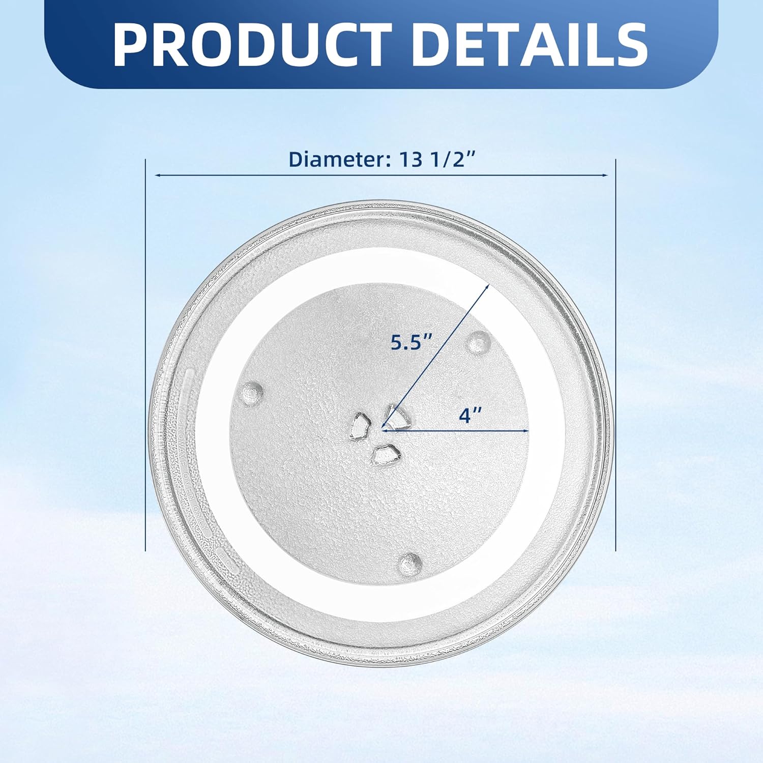 13.5" Microwave Glass Plate Replacement F06015Q00AP WB39X10032 Fit GE Panasonic Frigidaire-13 1/2" Microwave Glass Turntable Tray Replaces 5304464116 5304509621 Fit FFMV162LSA CFMV152CLBA CFMV157GBA - Image 2
