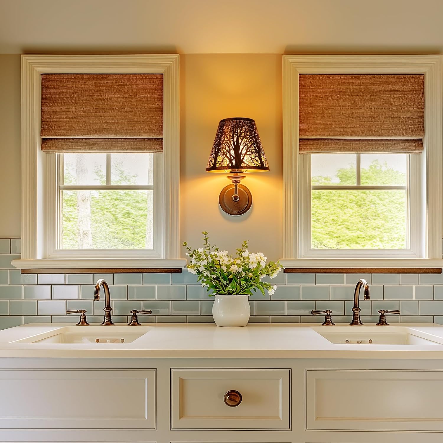 Small Metal Lampshade Forest Etching Forest Lamp Shade Pattern 6'' Top 10'' Bottom Height 7.5'' Fits For Table Lamps And Floor Lamps Spider Fitter Out Black in Gold ALUCSET lampshade - Image 7