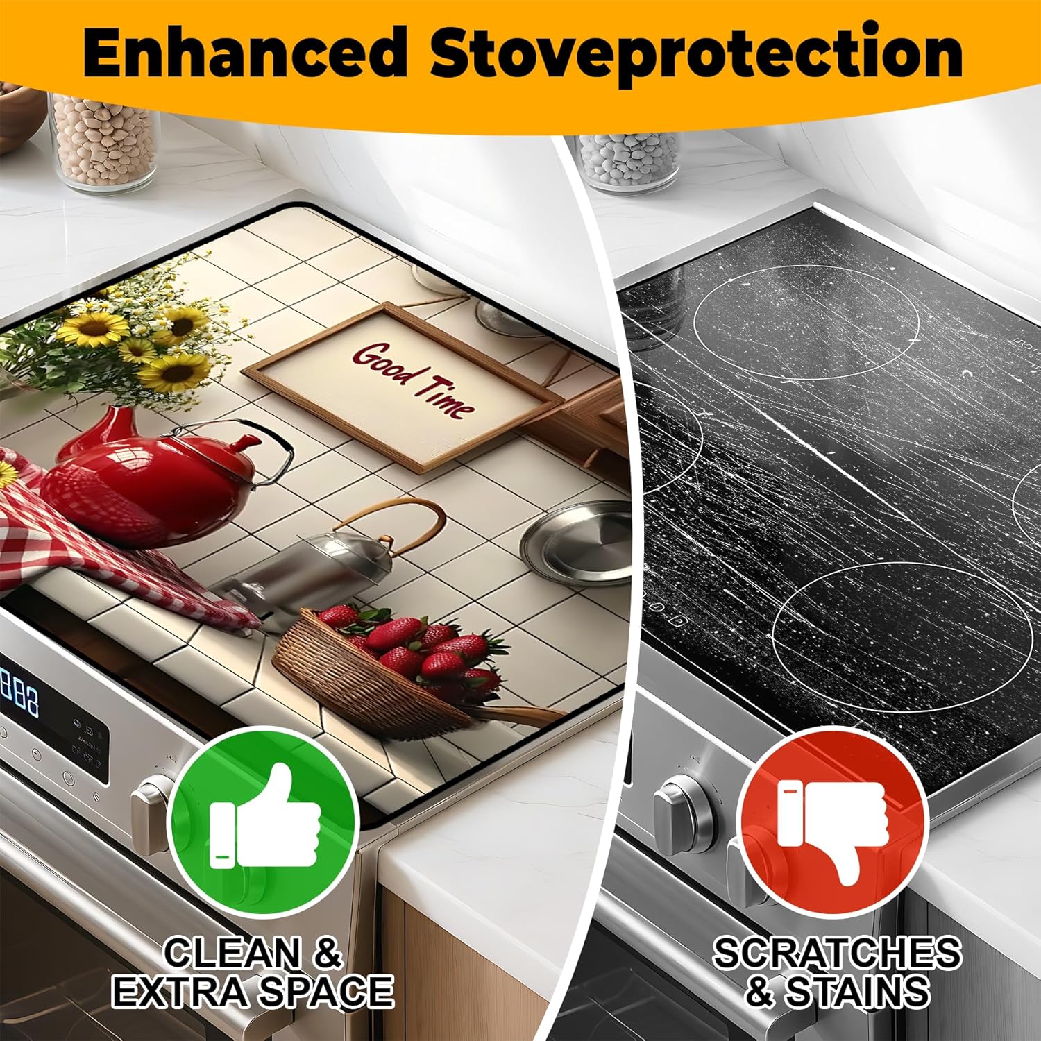 Kitchen Stove Top Cover for Home Decoration Kitchen Pad Non-Stick Washable Cooktop Covers Countertop Protector Keep Stove Clean 28"x20" - Image 6