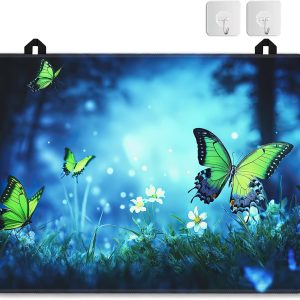 Electric Stove Top Cover,Green Butterfly Stove Cover for Glass Top Electric Stove,Mystery Forest Wildflower Heat Resistant Flat Top Stove Mat Countertop Protector, 28 x 20 Inch