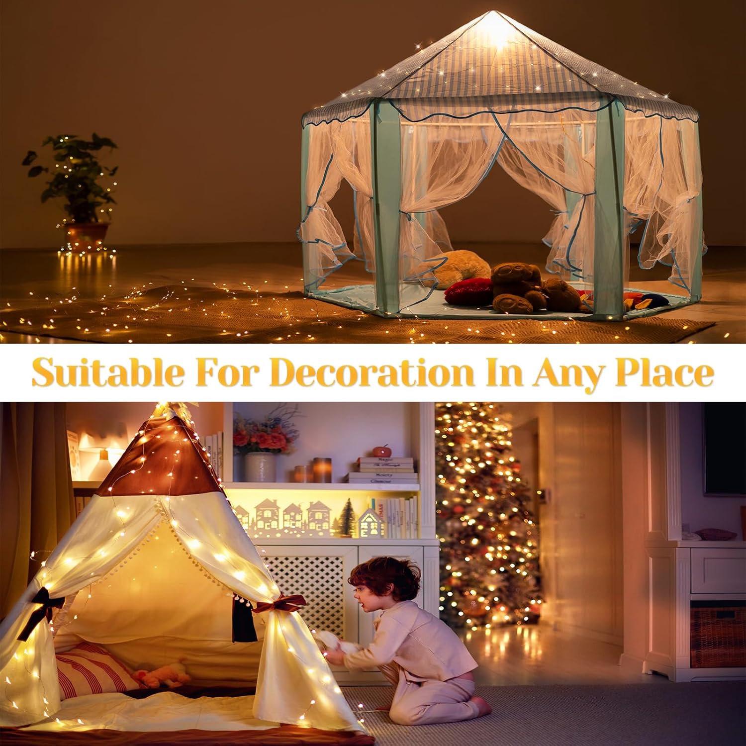 200 LED 67Ft Fairy Lights Battery Operated with Remote,Waterproof String Lights for Indoor & Outdoor,8 Modes Christmas Lights for Christmas Tree,Bedroom, Party,Wedding Decor - Image 2