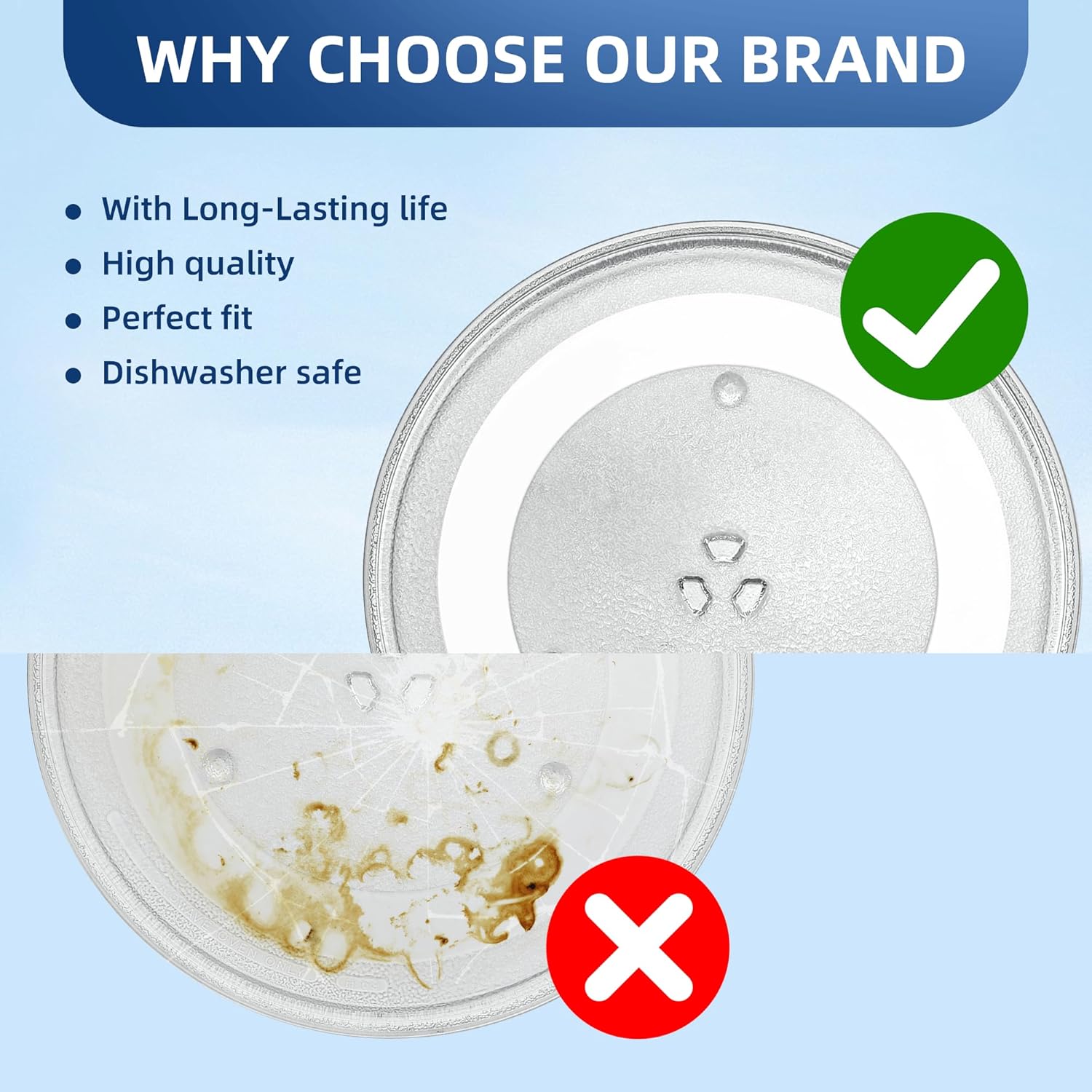 12.5" Microwave Glass Plate Replacement Fit GE Frigidaire Kenmore Hotpoint Samsung-12 1/2" Microwave Glass Turntable Tray Replaces WB39X10003 WB39X10002 WB48X10005 WB49X10069 - Image 5