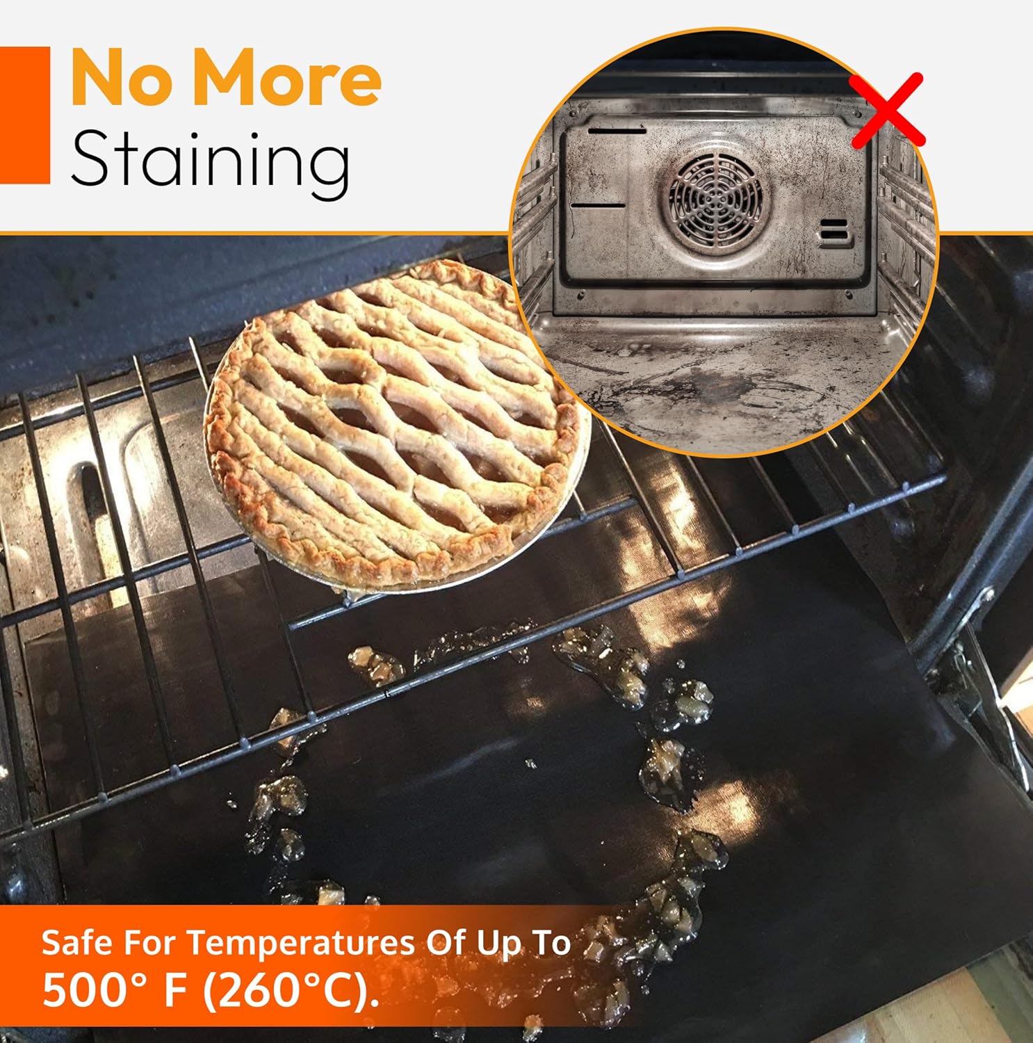 2 Pack Large Thick Heavy Duty Non Stick Teflon Oven Liners Mat, 17"x 25" BPA and PFOA Free, for Bottom of Electric Oven Gas Stove and Microwave Charcoal or Gas Grills - Image 5