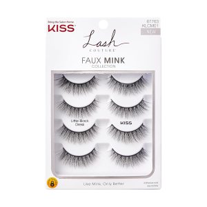 KISS Lash Couture Faux Mink False Eyelashes Multipack, ‘Little Black Dress’, 12mm, Multiple Lengths, Reusable, Cruelty Free, Vegan, Exclusive knot-free lash band, 4 Pairs