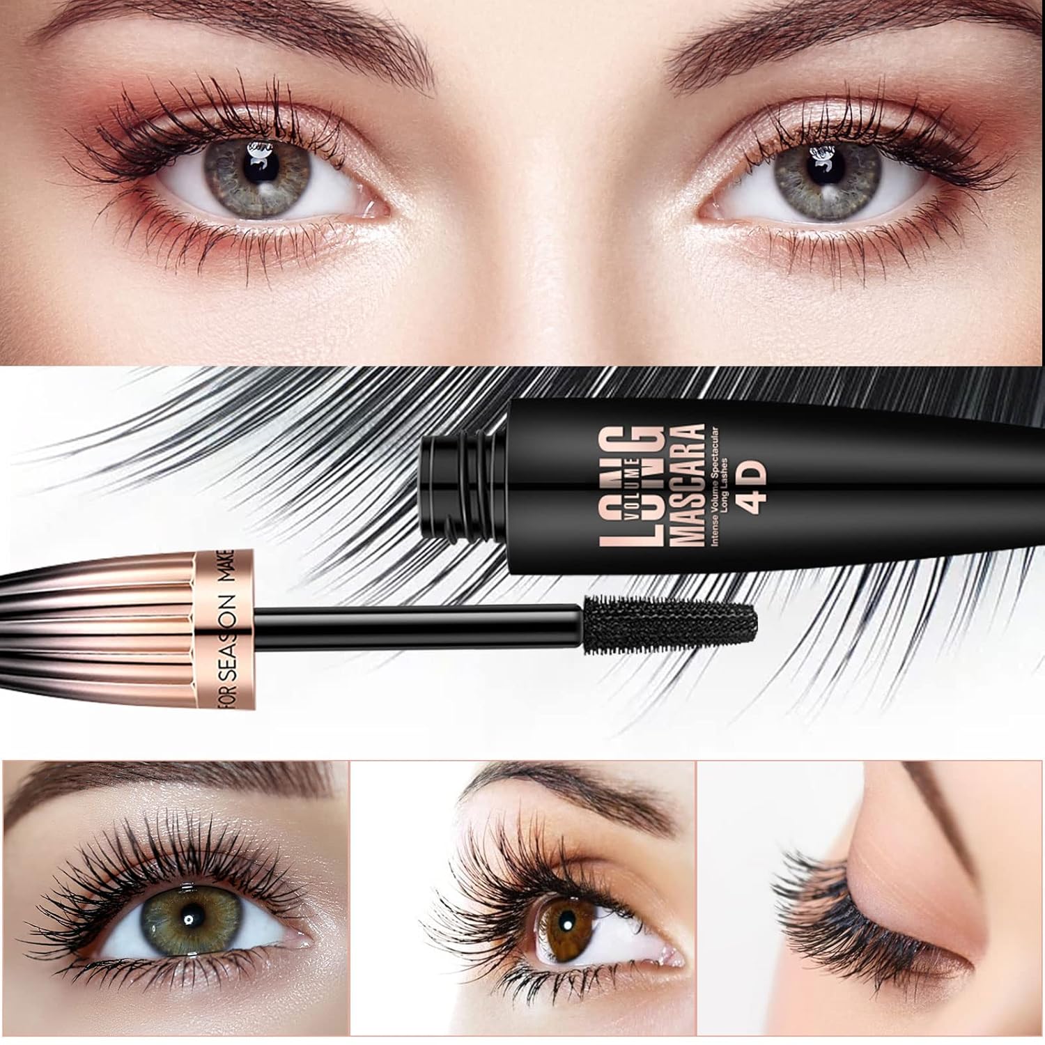 2 Pack 4D Silk Fiber Lash Mascara, Waterproof Very Black Long Lasting Mascara, Lengthening Lifting Multiplying Curling Natural Eyelash Primer Brush, Thickening Softer Lasting All Day, 2 Tube - Image 3