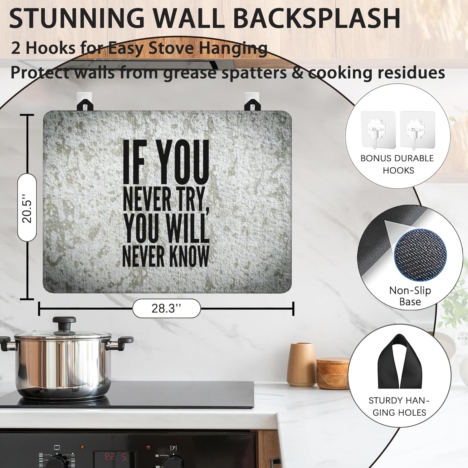 Decorative Electric Stove Cover - Inspirational Quotes Design, Non-Slip Heat Resistant Protector for Smooth/Glass Top Stoves, Fits 28.5'' x 20.5'' (Not for Gas or Coil) - Image 3
