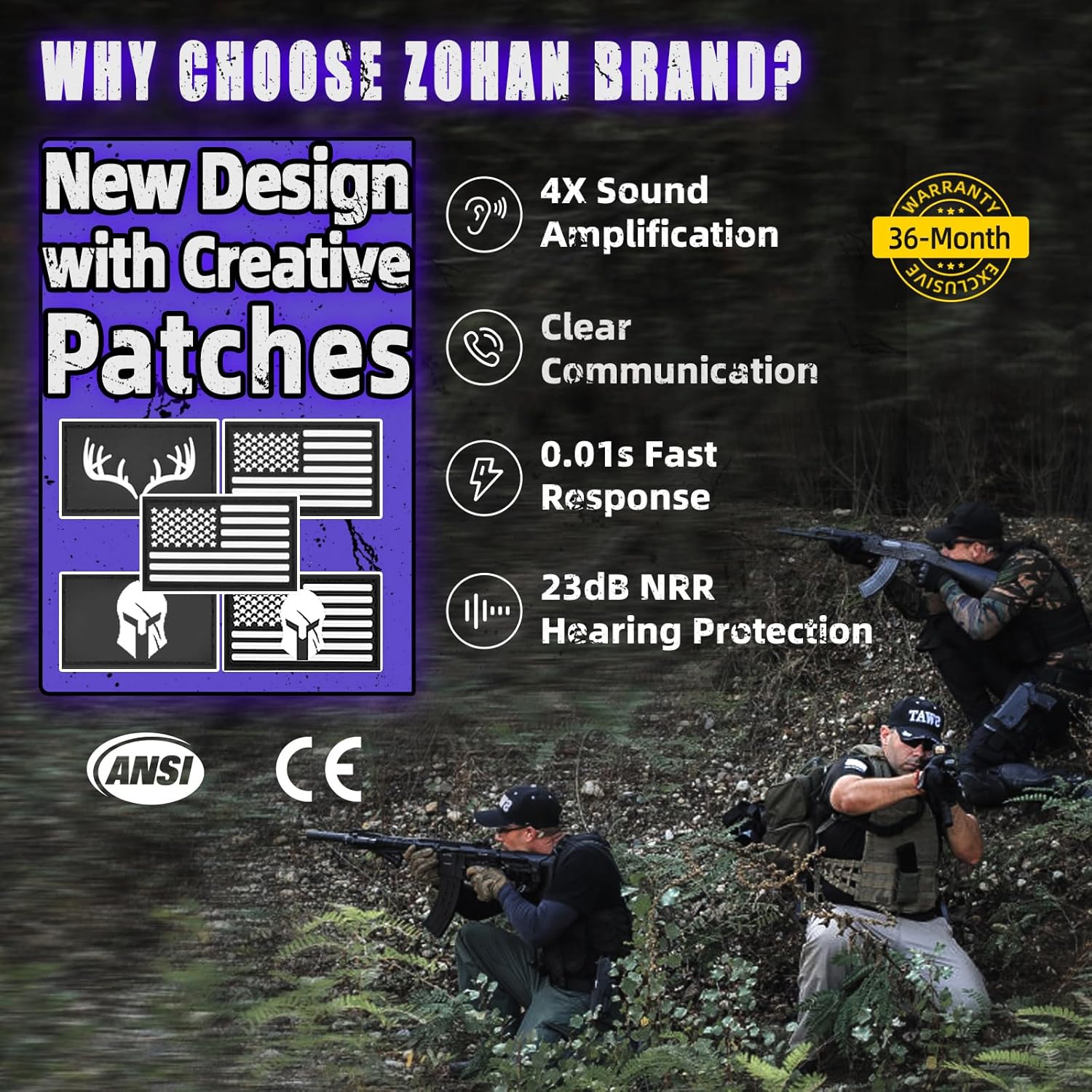 ZOHAN Electronic Shooting Earmuffs, Hearing Protection Shooters, NRR 23dB Noise Reduction Gun Range Ear Protection Headphones - Image 2