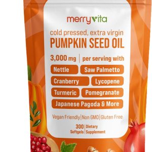 Pumpkin Seed Oil with Saw Palmetto, Turmeric, Nettle & More | 3000mg Per Serving, 300 Softgels | Cold Pressed, Extra Virgin | Prostate Health Supplements for Men | Non-GMO