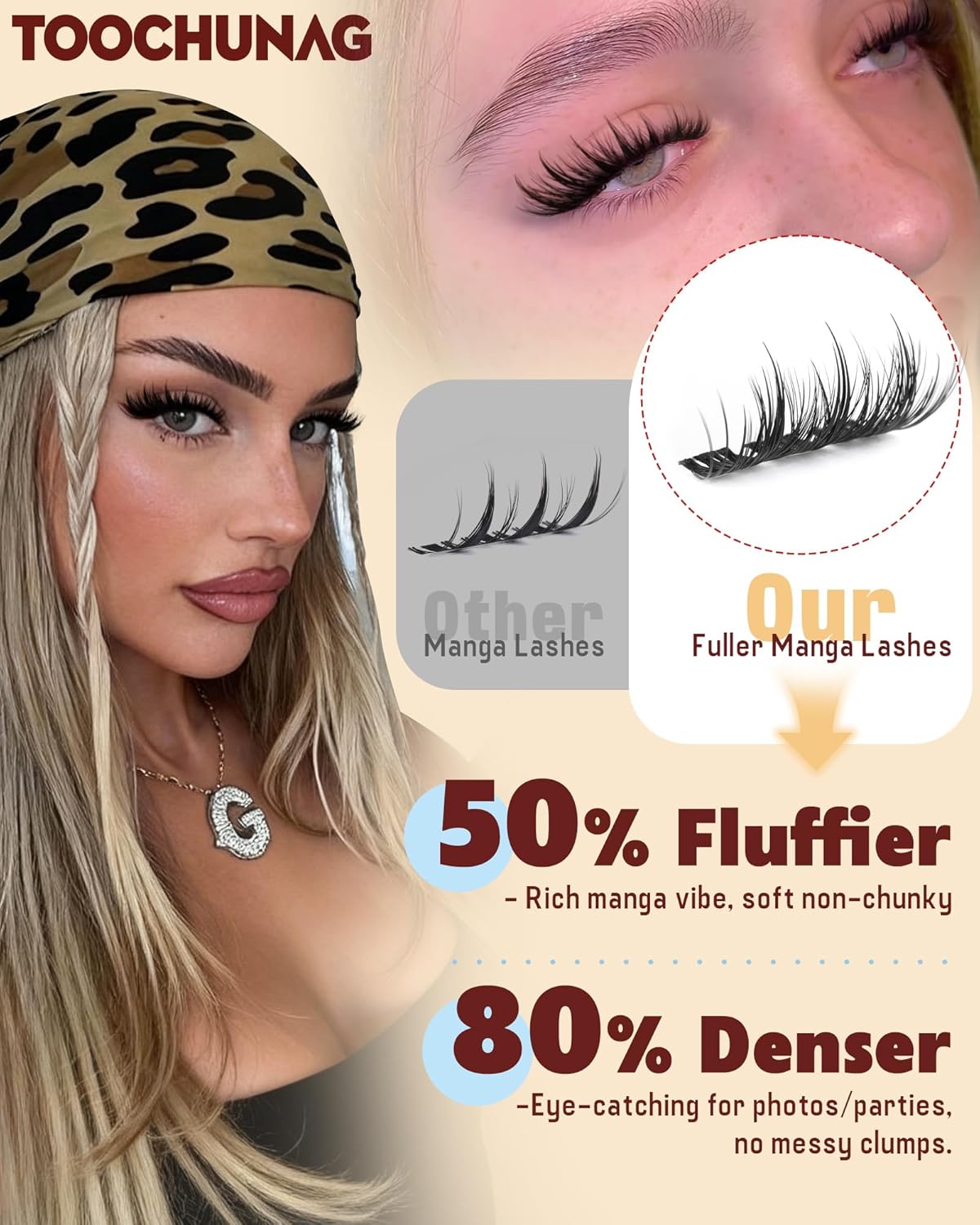 Manga Lash Clusters Anime Eyelash Clusters Volume Cluster Eyelash Extensions 12-18mm Thick Spiky Lashes Clusters 144pcs Cluster Lashes Individual DIY Lash Extension by TOOCHUNAG - Image 2