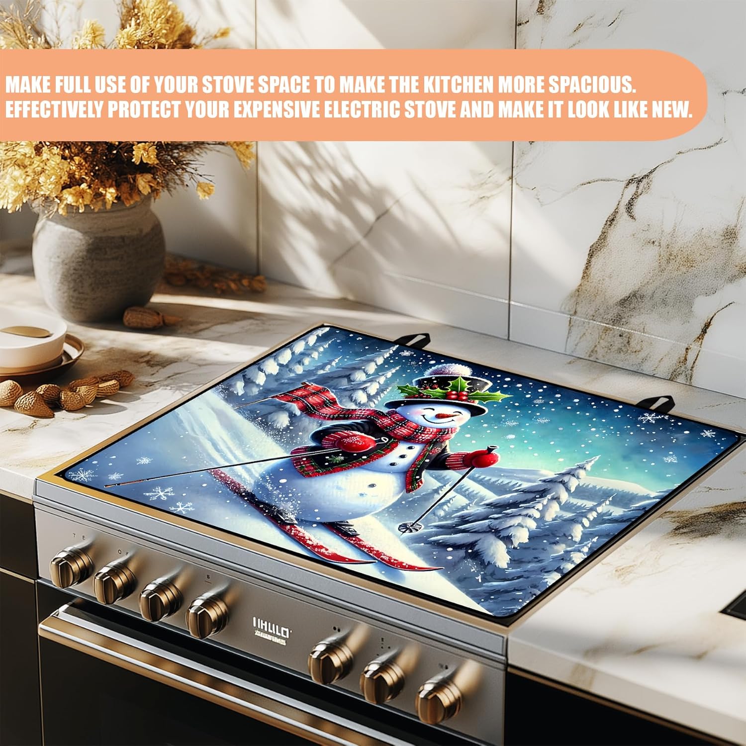 Christmas Stove Top Cover Mat (28"x20") | Anti-Slip Heat-Resistant Foldable Glass Protector & Multi-Scenario Dish Drying Mat - Image 5