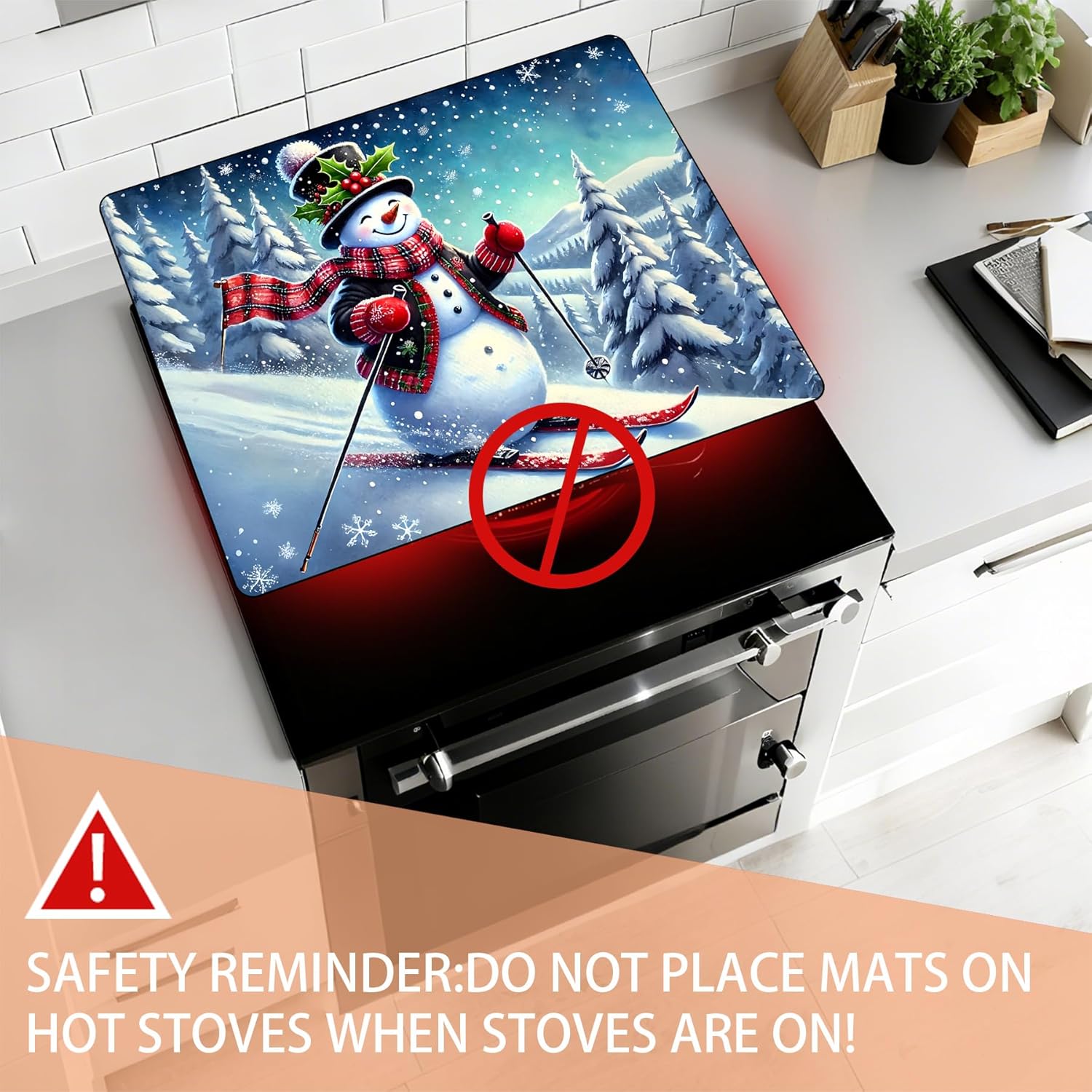Christmas Stove Top Cover Mat (28"x20") | Anti-Slip Heat-Resistant Foldable Glass Protector & Multi-Scenario Dish Drying Mat - Image 6