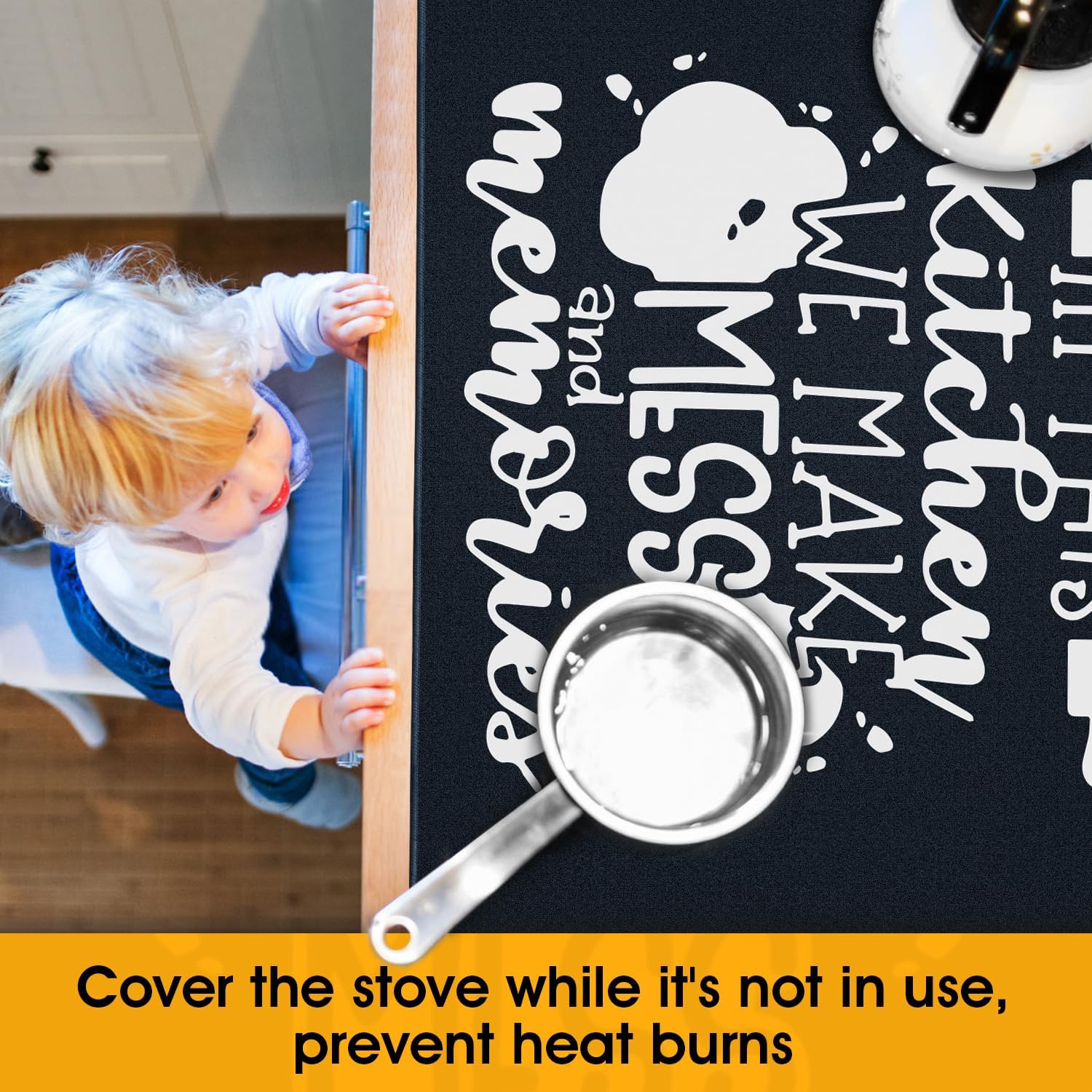 Electric Stove Cover Mat for Glass Cooktop, Decorative Induction Ceramic Electric Range Flat Top Protector - 29 x 21 inch, Black - Image 2