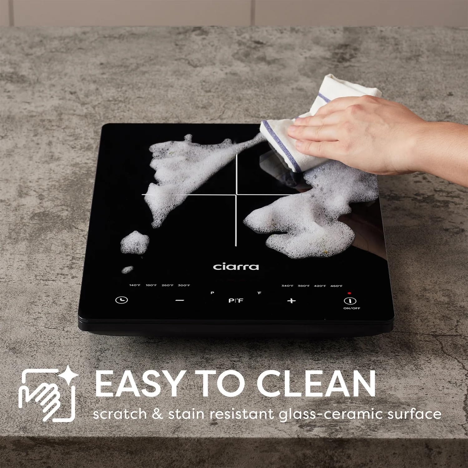 CDV 1800W Portable Induction Cooktop, Ultra Slim Single Electric Countertop Burner with Sensor Touch and Digital timer ETL Approved. - Image 4