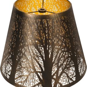 Small Metal Lampshade Forest Etching Forest Lamp Shade Pattern 6'' Top 10'' Bottom Height 7.5'' Fits For Table Lamps And Floor Lamps Spider Fitter Out Black in Gold ALUCSET lampshade