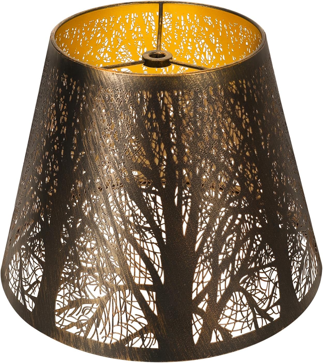 Small Metal Lampshade Forest Etching Forest Lamp Shade Pattern 6” Top 10” Bottom Height 7.5” Fits For Table Lamps And Floor Lamps Spider Fitter Out Black in Gold ALUCSET lampshade